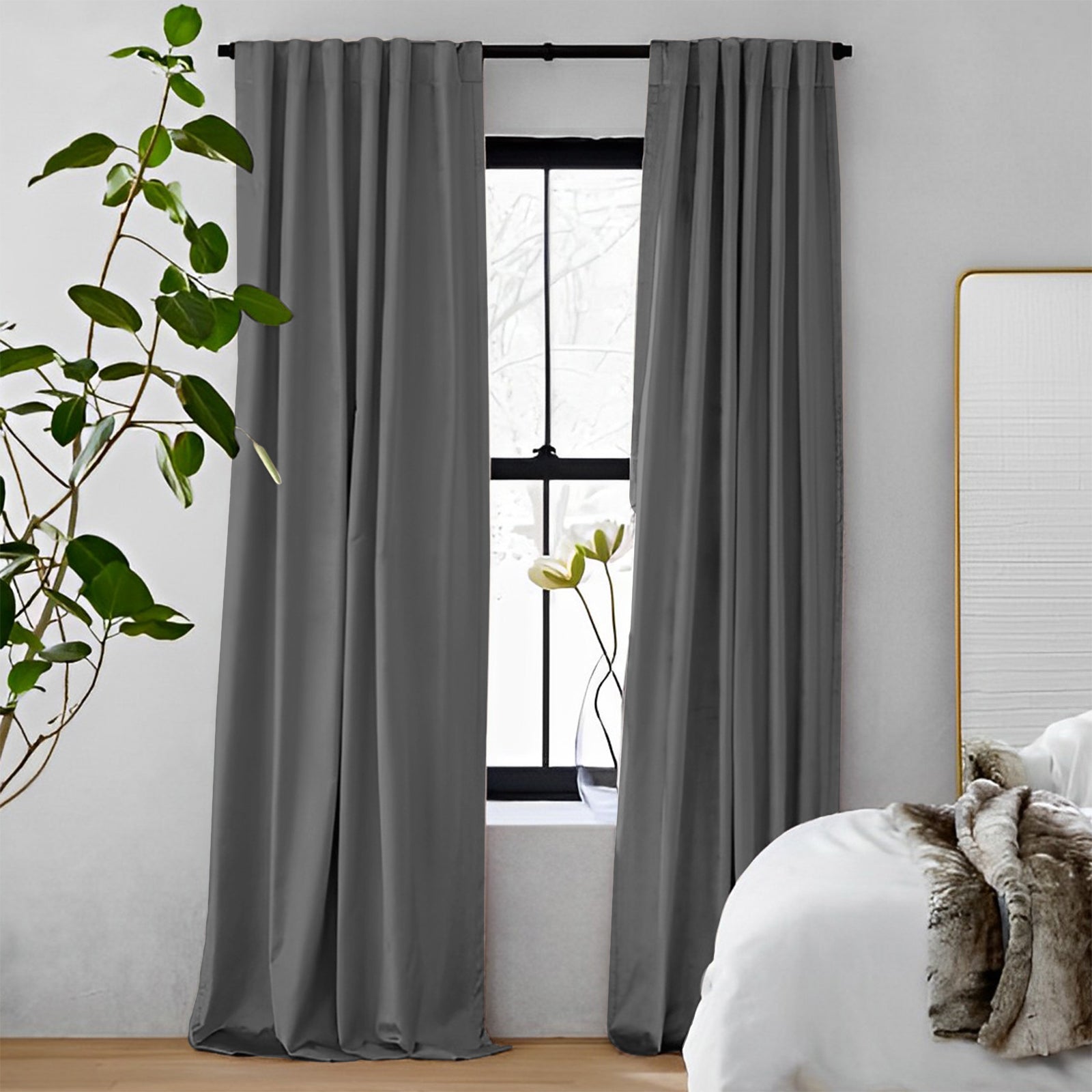 Luxury Blackout Curtains - Heavyweight Velvet Drapes in Muddy Green & Vol Colors | Noise Reducing & Thermal Insulated for Bedroom, Living Room, Nursery | Soft Top Back Tab Design for Easy Hanging