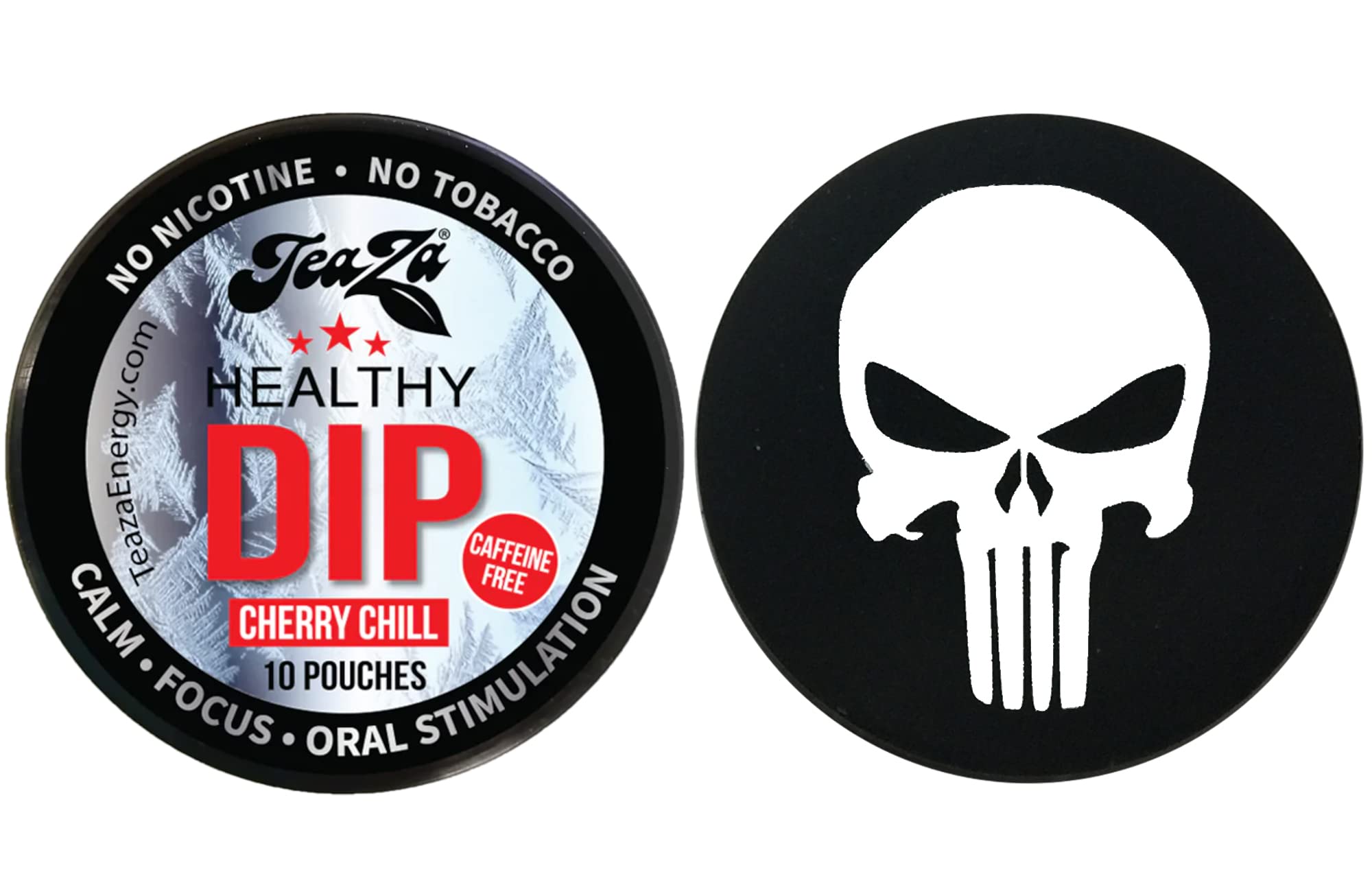 TeaZa Herbal Pouch Cherry Chill 1 Can with DC Crafts Nation Skin Can Cover - Skull Design | Herbal Relaxation Drink | Perfect for Parties, Camping & Stress Relief