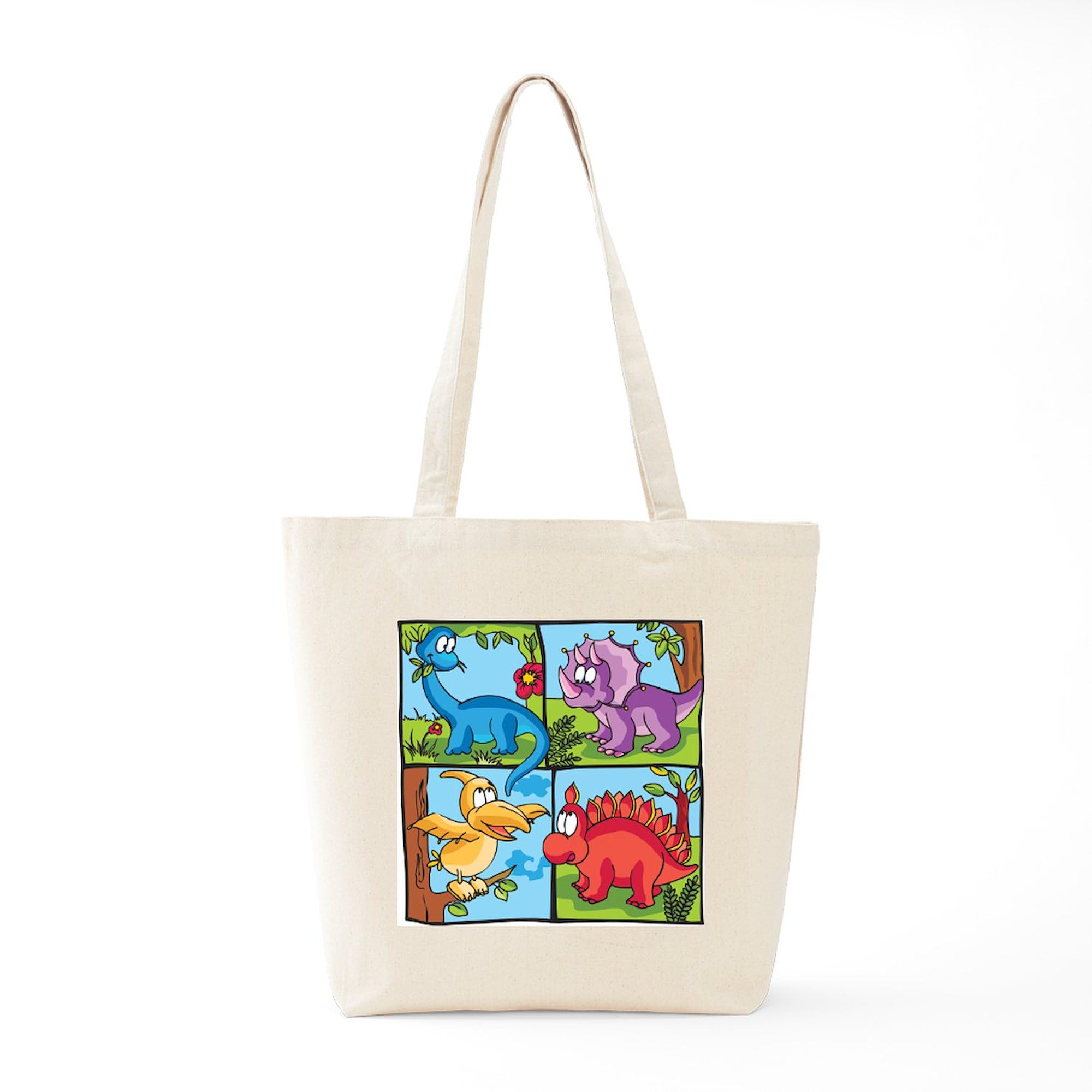 Dino Friends Natural Canvas Tote Bag - Eco-Friendly Reusable Shopping Bag for Groceries, Beach & Everyday Use | CafePress