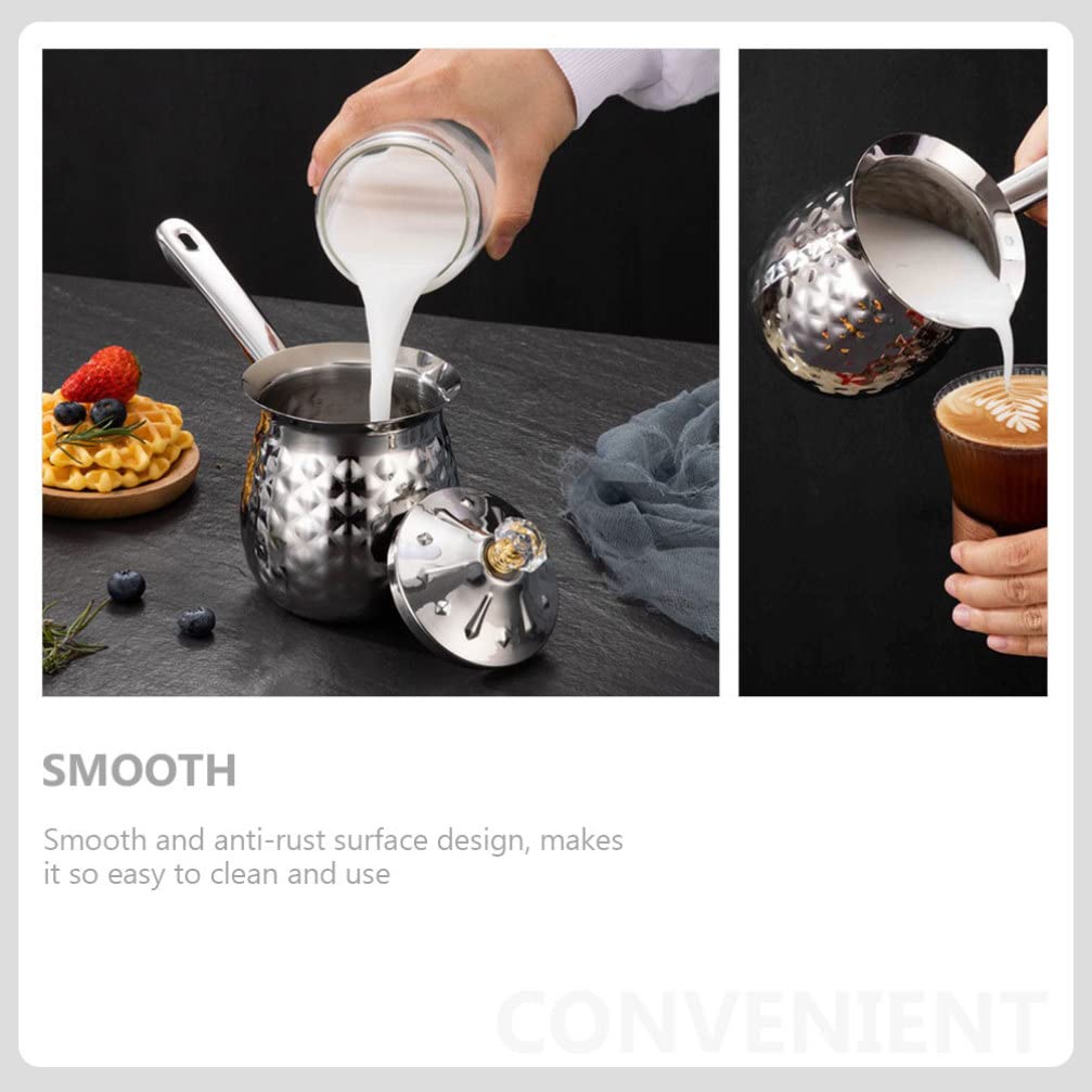 Operitacx 200ML Stainless Steel Milk Warmer Pot - Turkish Coffee Maker, Mini Butter & Chocolate Melting Pan for Home Kitchen | Perfect for Coffee Brewing, Hot Chocolate Making, and Dessert Preparation