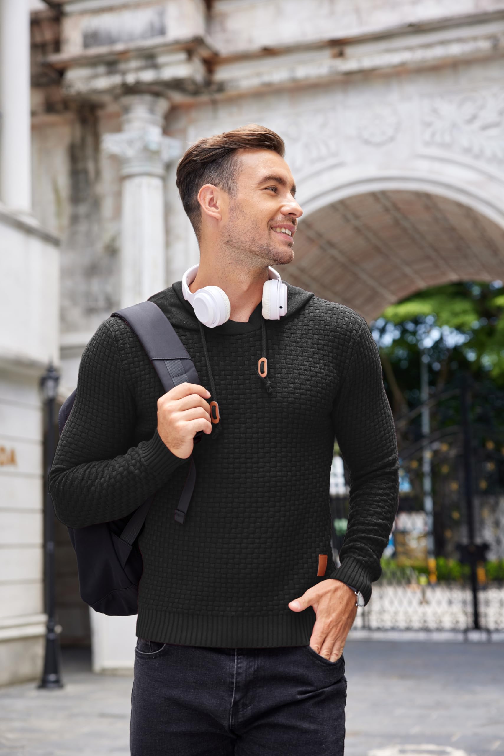 COOFANDY Men's Slim Fit Hooded Sweatshirt - Long Sleeve Casual Pullover with Drawstring & Waffle Knit Design | Perfect for Streetwear, Gym, and Everyday Comfort