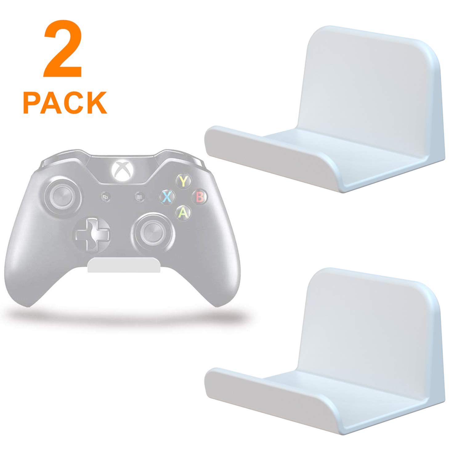 2-Pack Self-Adhesive 3M Universal Headphone/Controller Holder - No Screws Needed for Xbox One/Series S X, PS5, PS4 - Perfect for Gaming Setup & Wall Organization (White)