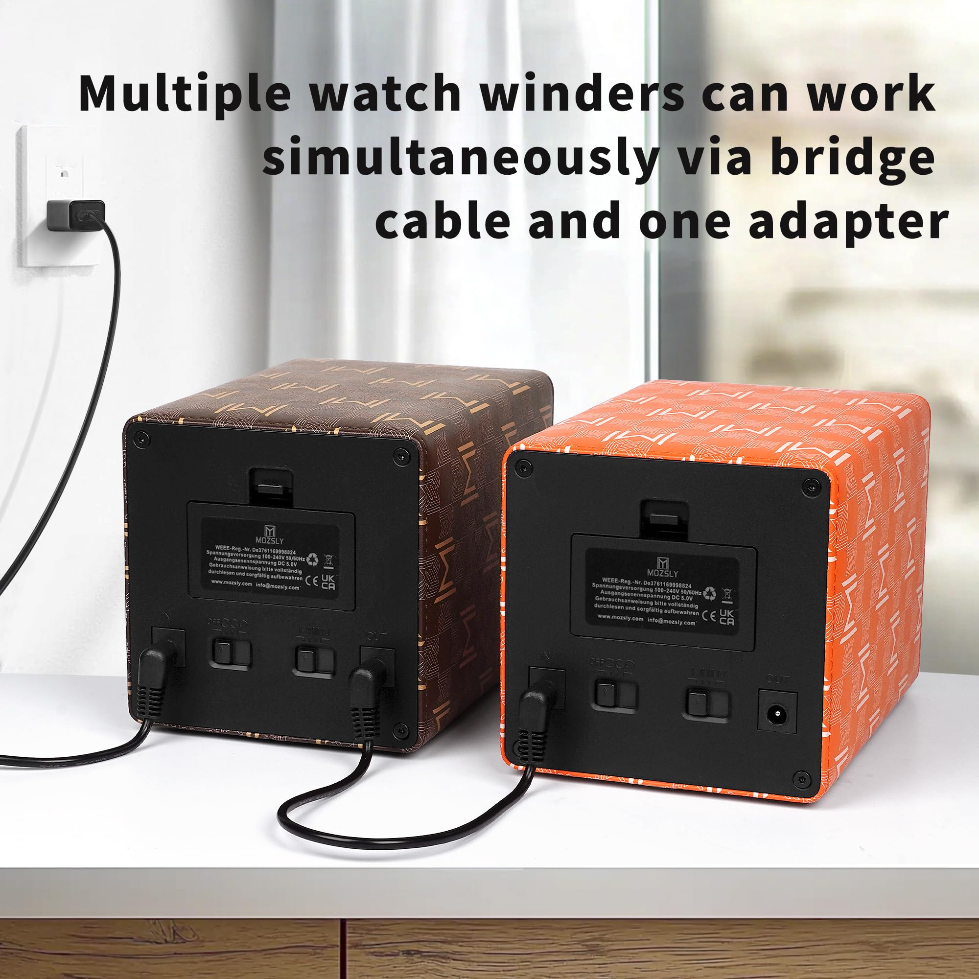 MOZSLY Single Watch Winder for Automatic Watches - Quiet Motor, 12 Rotation Modes, Premium Leather Case - Perfect for Watch Collectors & Nightstand Storage