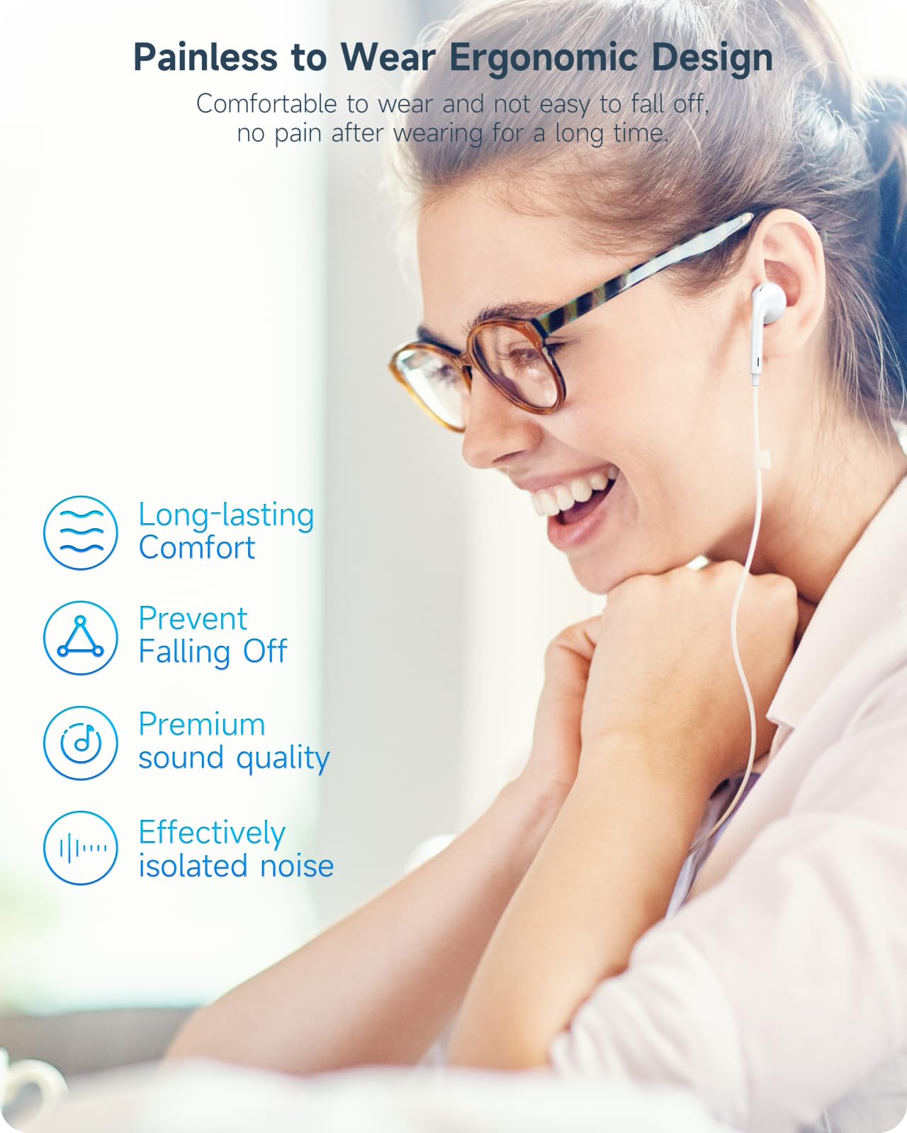 High-Quality Wired In-Ear Headphones with 3.5mm Jack - HiFi Stereo Sound, Noise Isolation & Built-in Mic for iPhone, Samsung, Huawei & Android Devices | Perfect for Commuting, Workouts & Gaming