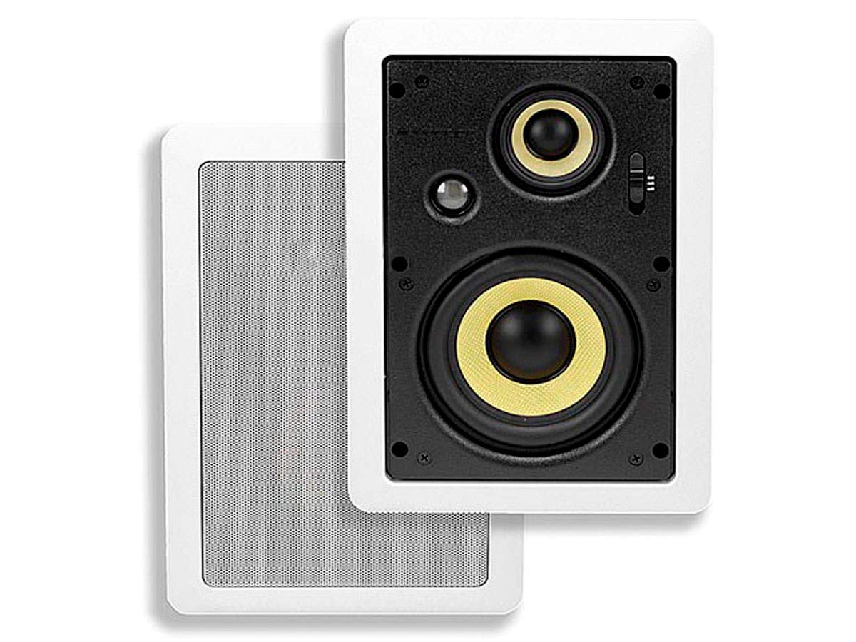 Monoprice 6.5 Inch 3-Way Aramid Fiber In-Wall Speakers with Titanium Silk Dome Tweeters - Caliber Series (Pair) - Perfect for Home Theater and Surround Sound Systems