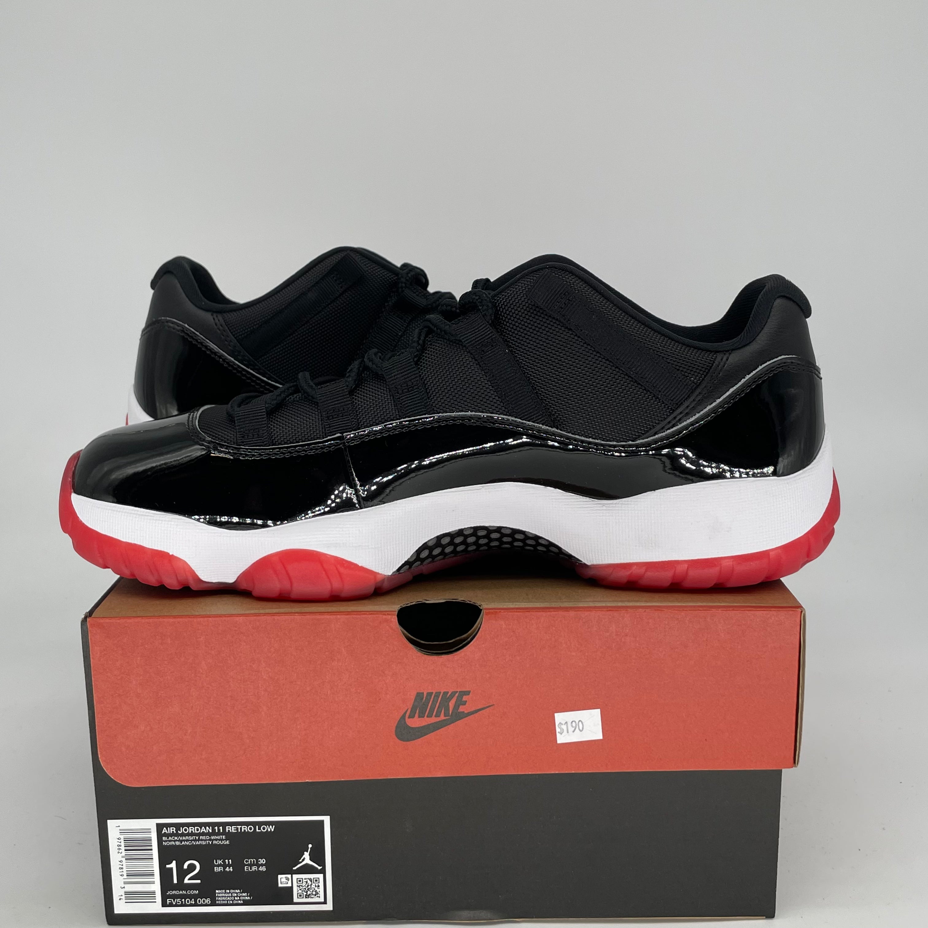 Original Air Jordan 11 Low Bred Men's Basketball Shoes - Size 12 (FV5104-006) | Retro Sneakers for Casual Wear, Street Style & Sneaker Collectors