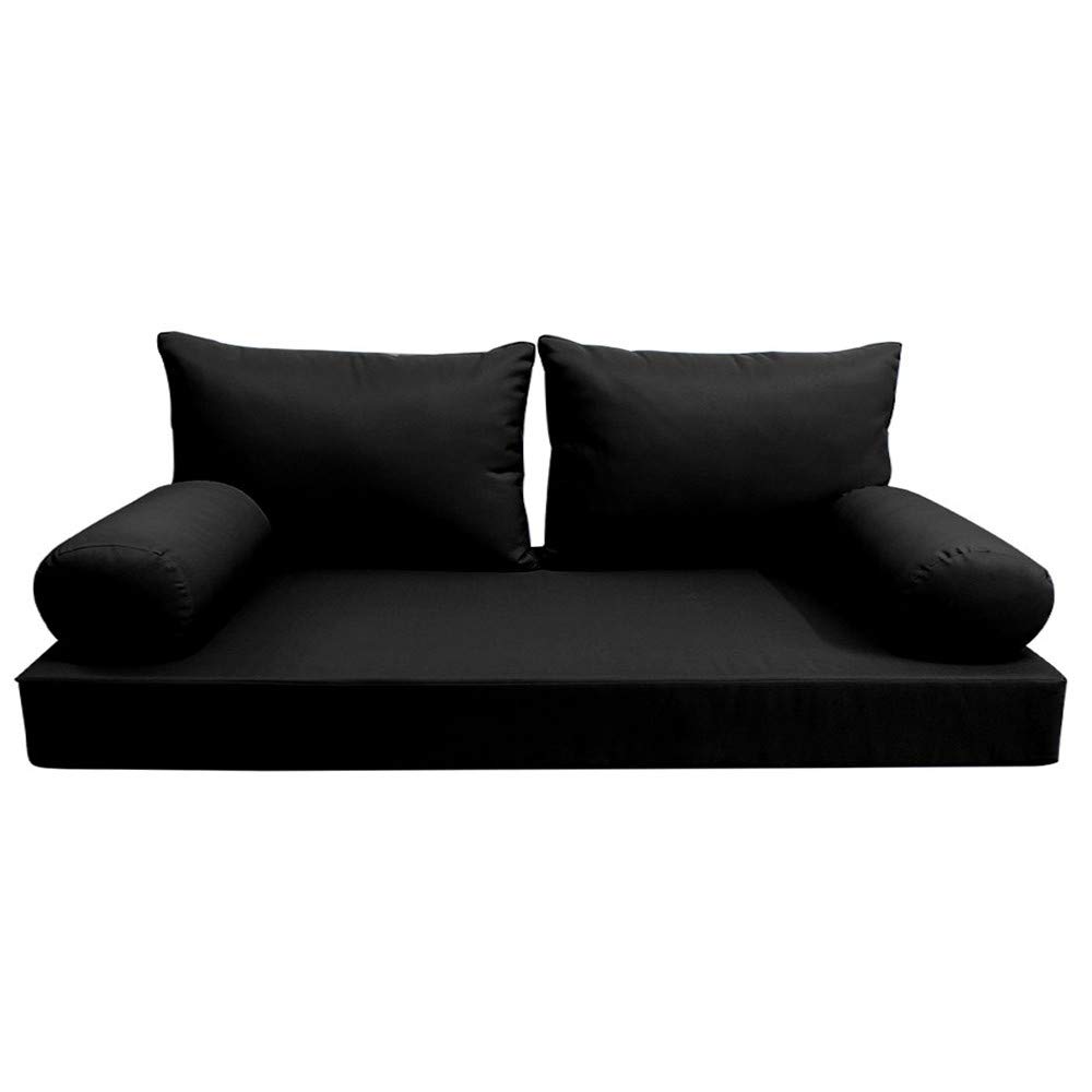 Prolinemax Outdoor Style 2 Full Knife Edge Daybed Mattress Cover - Waterproof Fitted Sheet with Bolster Pillow for Patio, Poolside & Garden Furniture (AD109)