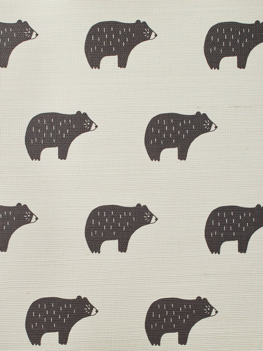 Chubby Bear Grasscloth Wallpaper - Chocolate Brown Textured Wall Covering for Nursery, Kids Room & Home Decor