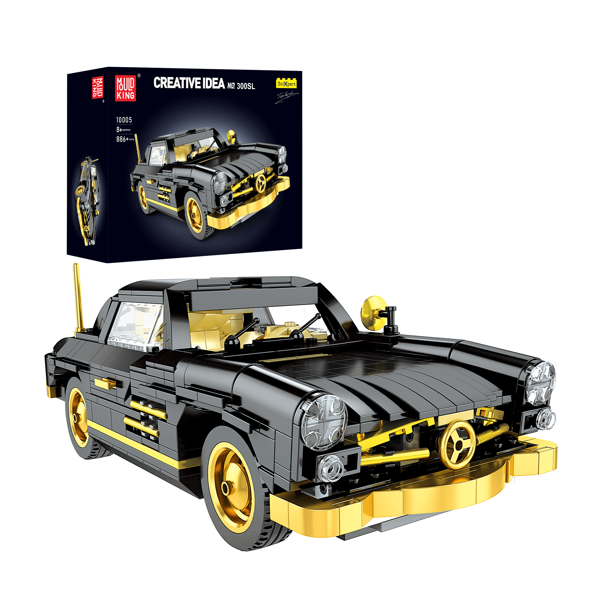 Mould King 10005 300SL Classic Gullwing Model Building Set - 886 Pcs DIY Car Model Kit for Adults & Teens | Perfect for Collectors, Home Decor, and Creative Gifts