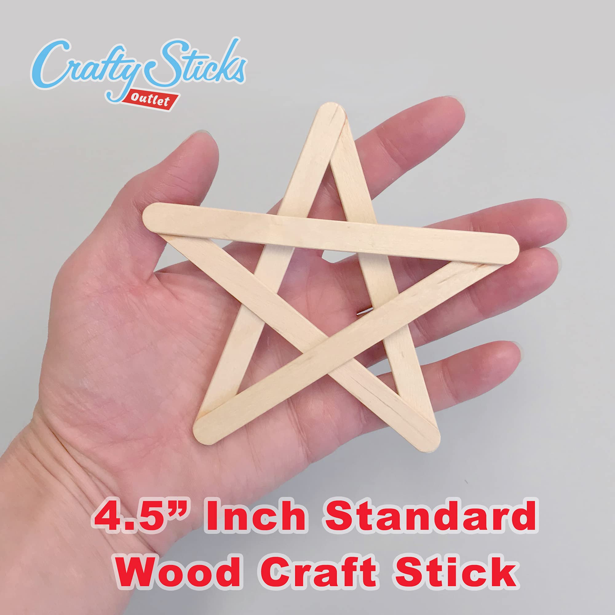 200 Pack Natural Brown Wooden Craft Popsicle Sticks - 4.5 Inch Slim Wood Sticks for DIY Arts & Crafts, STEM Projects, School Supplies, Ice Cream Treats, and Home Decor Creations