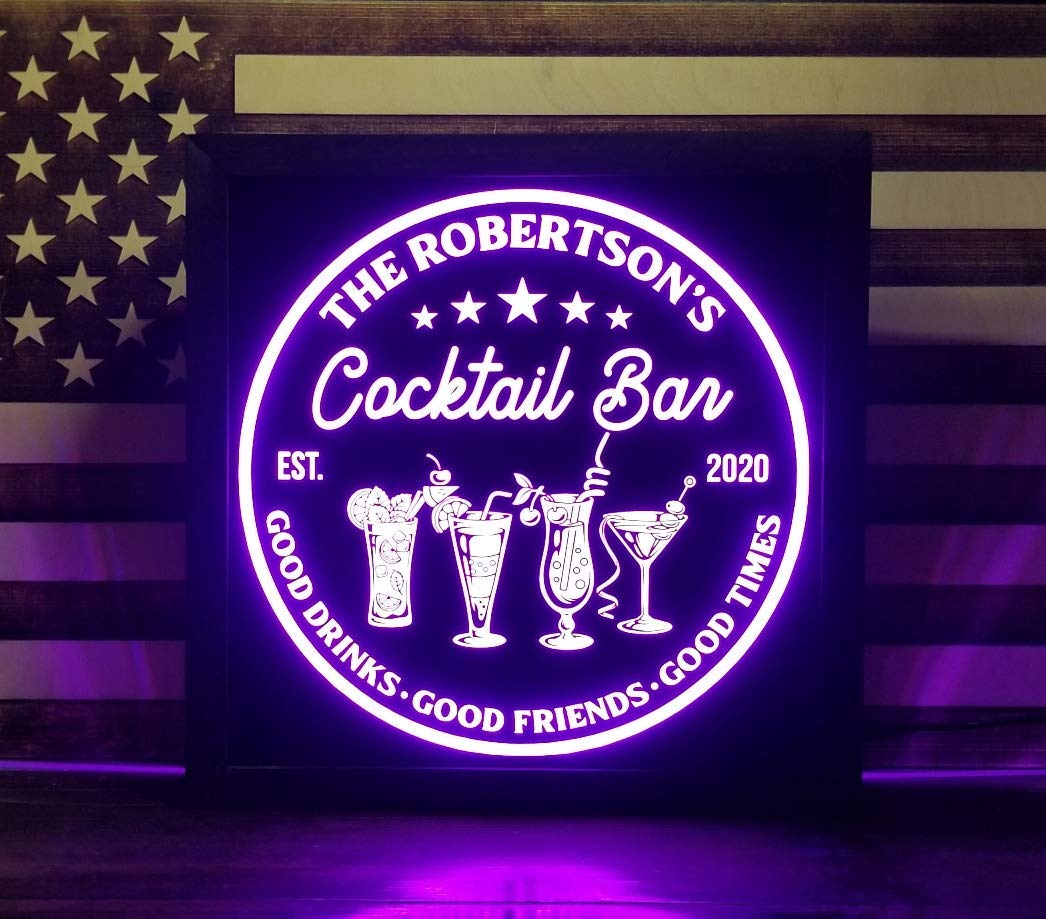 LED Whiskey & Cocktail Bar Sign - Unique Drink Glass Wall Art Light for Home Bars, Pubs & Game Rooms - Perfect Decor for Parties & Beverage Lovers - Durable & Energy Efficient LED Lighting for Nighttime Ambiance