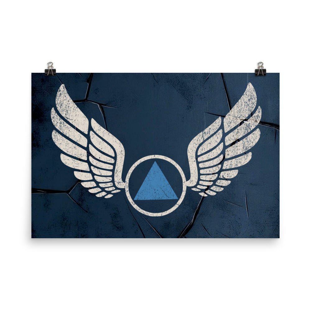 Wings of Recovery Poster - Blue Triangle Edition | Motivational Wall Art for Home & Office Decor | Inspirational Gift for Mental Health Awareness