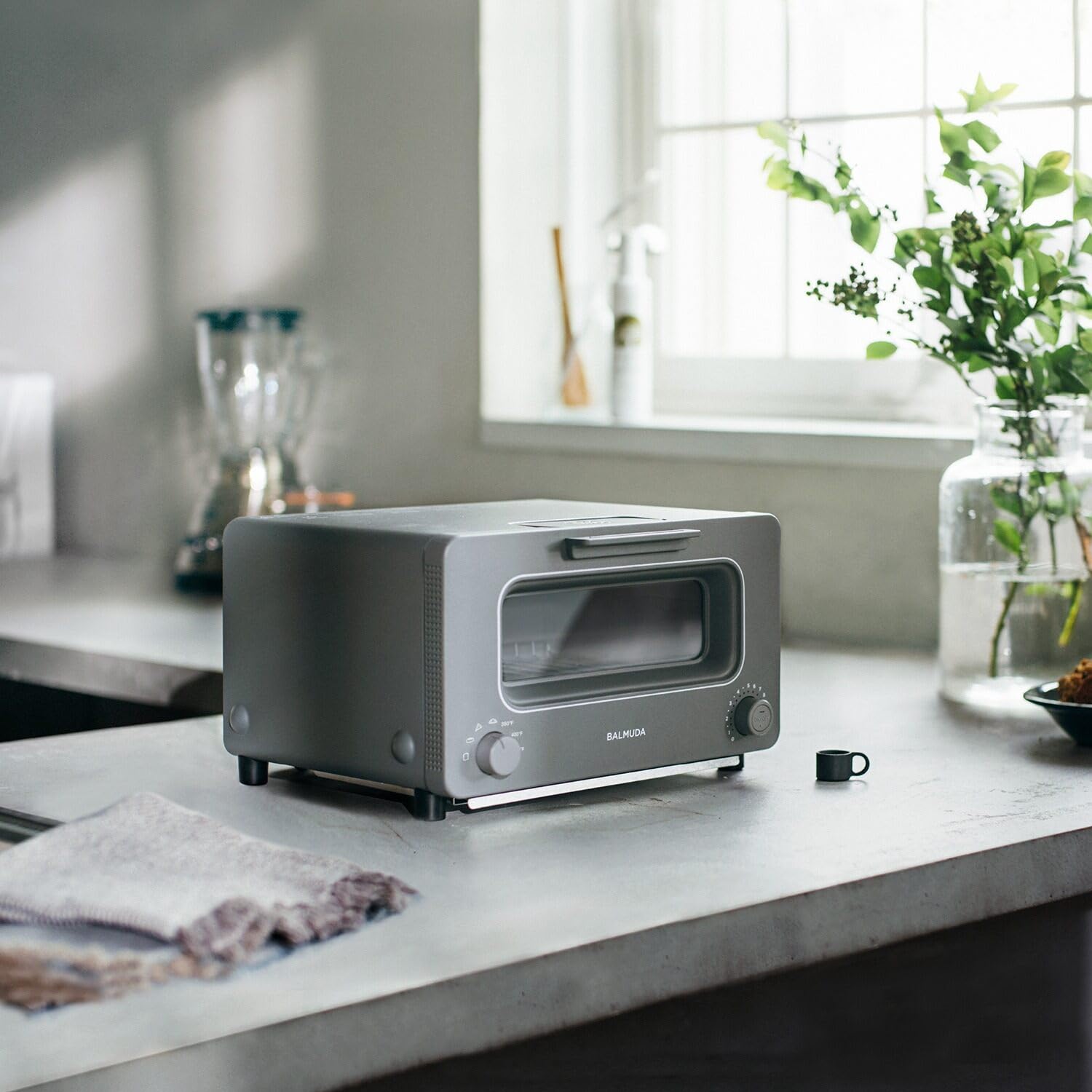 BALMUDA The Toaster - 5-in-1 Steam Oven Toaster with Precise Temperature Control for Perfect Toast, Artisan Bread, Pizza & Pastries | Includes Baking Pan | US Version | Gray | Ideal for Breakfast, Brunch & Home Baking