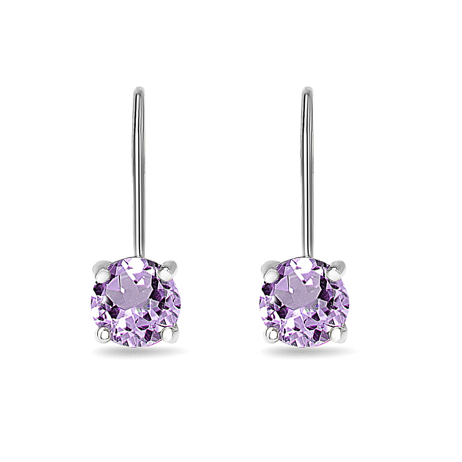 Birthstone Earrings for Women – 6mm Round Genuine or Synthetic Gemstone Leverback Drop Dangle Earrings in Sterling Silver with Gold Flash – Perfect for Gifts, Anniversaries & Everyday Elegance