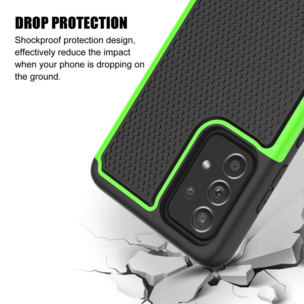 Shockproof Phone Case for Samsung Galaxy A52 5G (6.5 Inch, 2021) - Durable Protective Cover with Military-Grade Drop Protection - Green - Perfect for Outdoor Activities, Travel & Daily Use