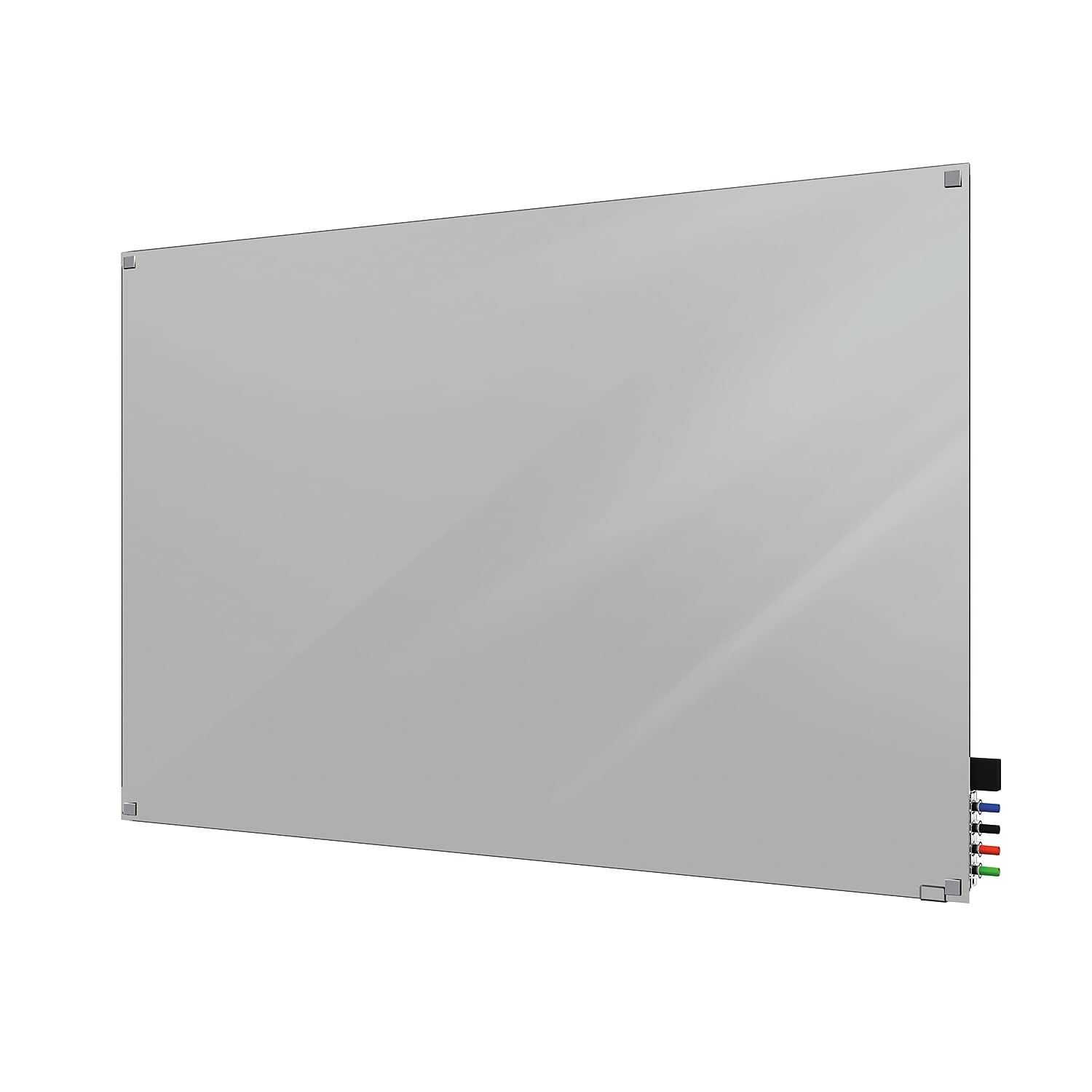 3'x4' Harmony Glass Whiteboard - Square Corners, Gray Frame - Includes 4 Dry Erase Markers & Eraser - Perfect for Home Office, Classroom, or Conference Room