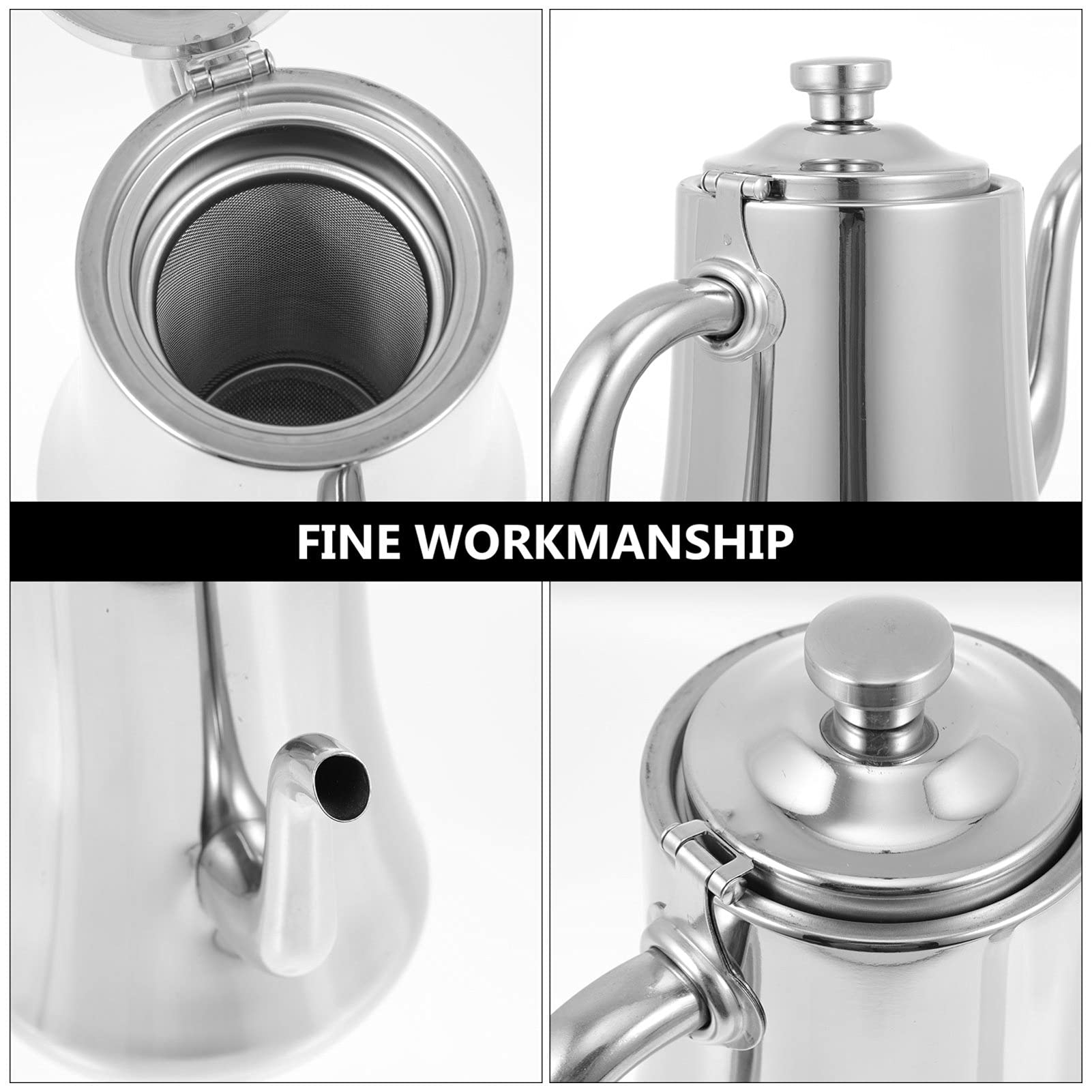 Hemoton 1Pc Stainless Steel Gooseneck Kettle - Stovetop Teapot, Espresso Pour Over Coffee Maker, Oil & Vinegar Dispenser, Milk Jug for Home Kitchen & Barista Use - Perfect for Coffee Brewing, Tea Making & Cooking Oil Pouring