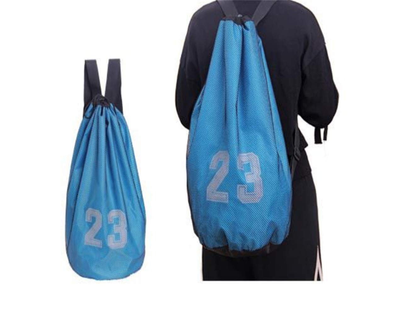 Blue Basketball Football Training Backpack - Sports Gym Bag with Drawstring Pocket for Men & Women - Perfect for Gym, Travel, and Outdoor Activities