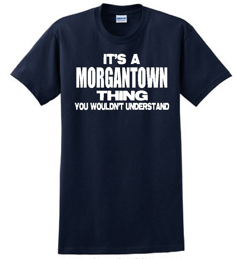 STUFF WITH ATTITUDE Morgantown Navy Blue Graphic T-Shirt for Men & Women - Casual Wear, College Apparel, Gift Idea