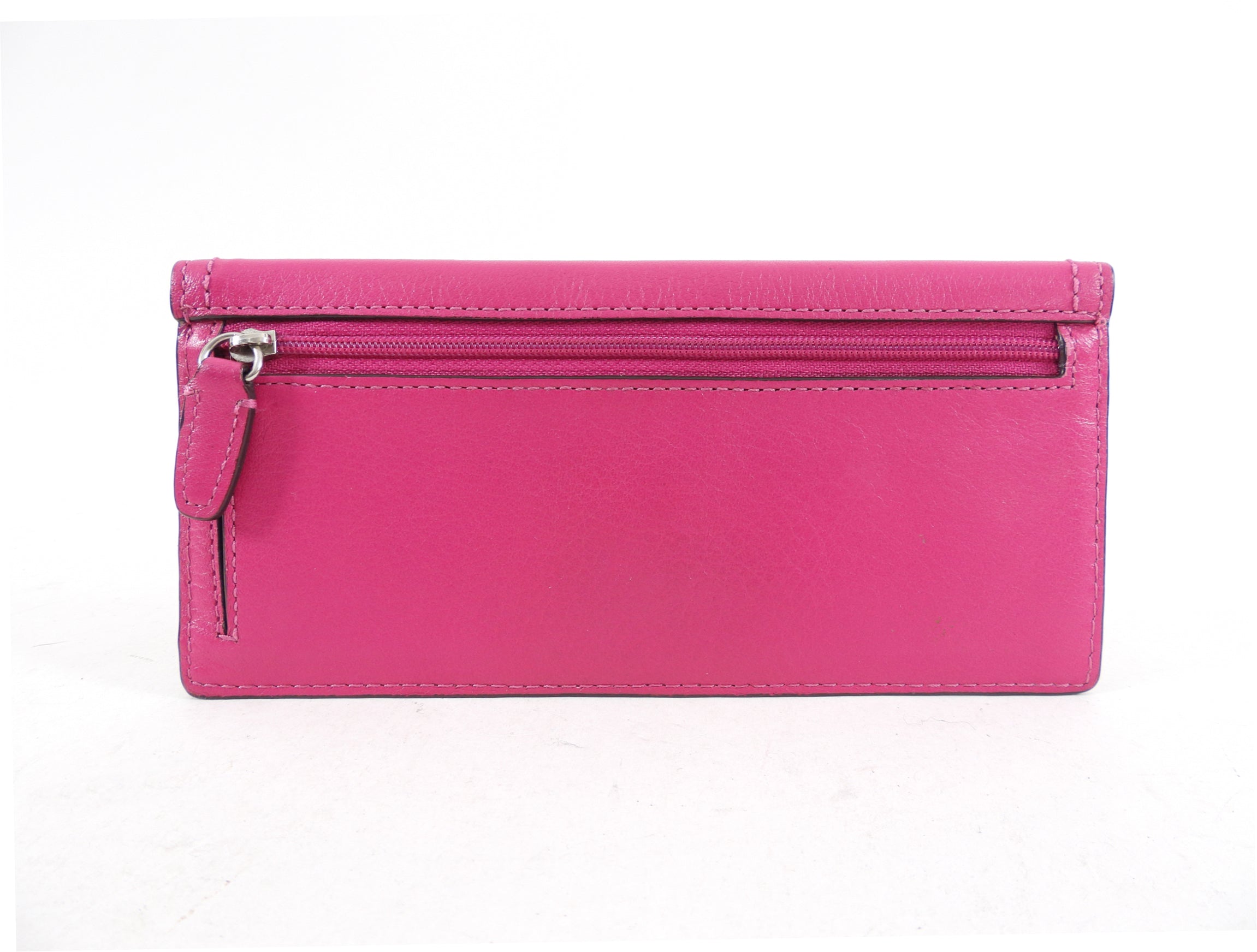 Coach Dark Cherry Pink Flat Long Wallet for Women | Genuine Leather Slim Checkbook Holder | Perfect for Everyday Use, Travel & Gift Giving