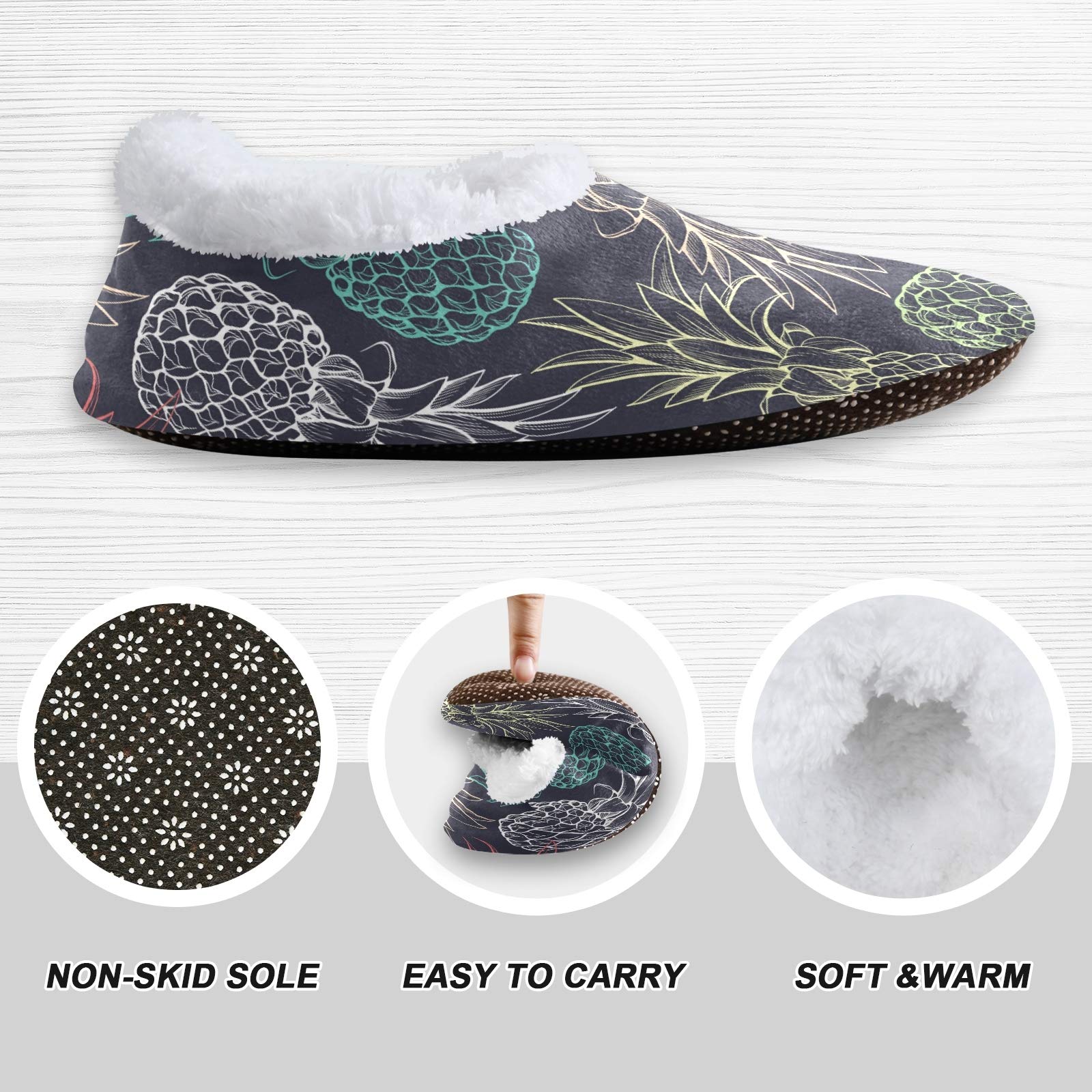 Comfy Pineapple Fruit House Slippers for Women & Men - Soft Warm Indoor Bedroom Shoes for Relaxing at Home | Perfect Gift for Summer Beach Vacation