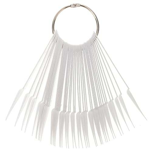 Minkissy 150Pcs Clear Fan-Shaped Nail Art Practice Sticks - White Nail Polish Display Stand with Ring for Salon & DIY Nail Art | Perfect for Nail Technicians, Beginners & Home Use