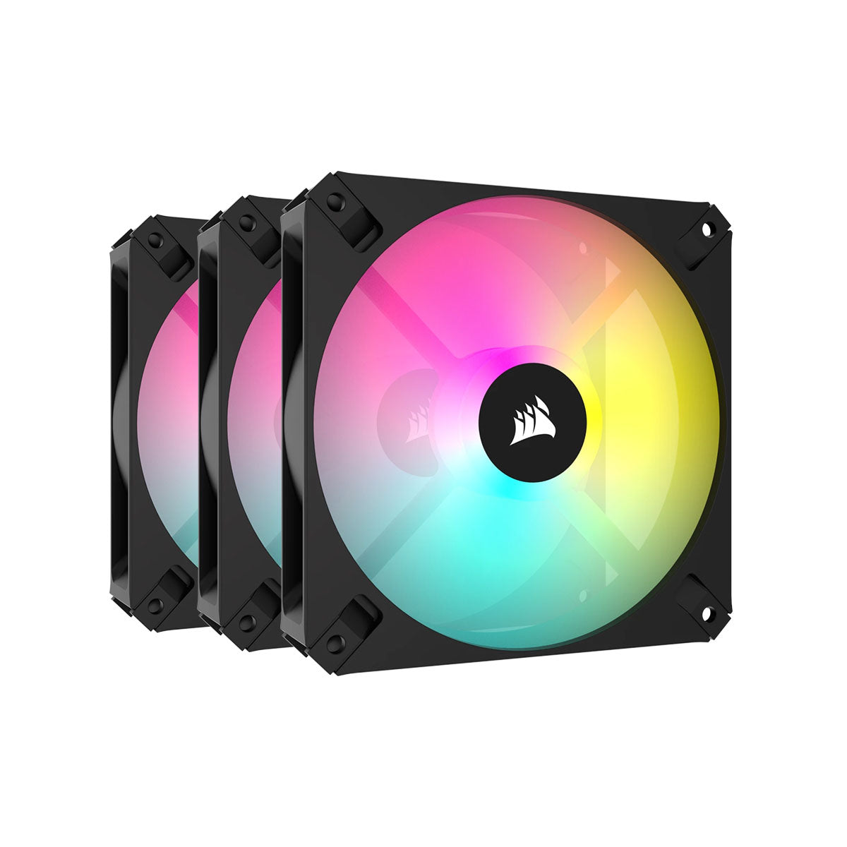Corsair AR120 120mm iCUE RGB LED PWM Fan Triple Pack - ARGB Compatible PC Cooling Fans for Gaming PC, Case & Liquid Cooling System