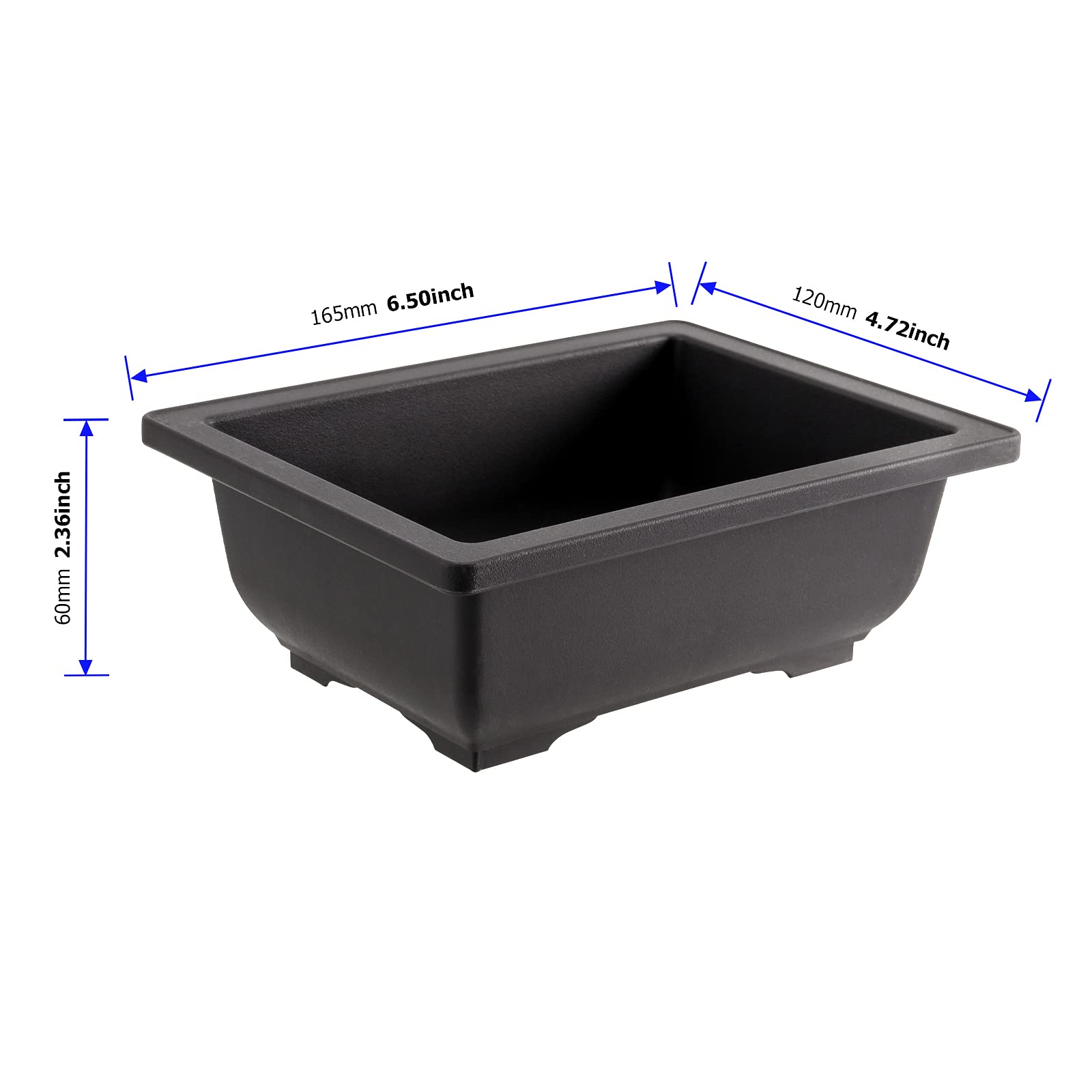 20 Pack 6.5 Inch Plastic Bonsai Training Pots with Drainage Holes & 20 Matching Trays - Black Rectangular Plant Containers for Bonsai Trees, Succulents, Herbs & Indoor Gardening