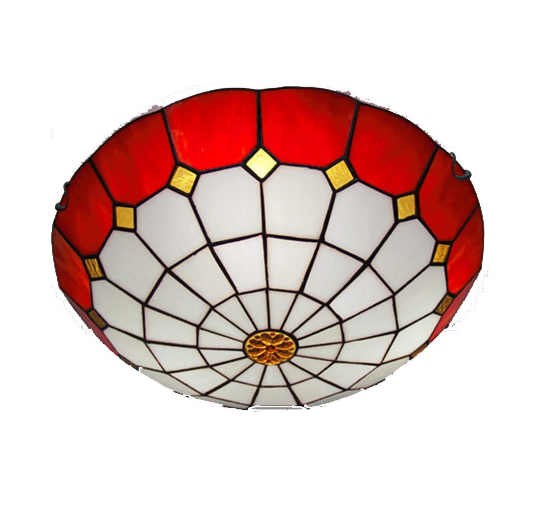 Tiffany Style 3-Light Flush Mount Ceiling Lamp - 16