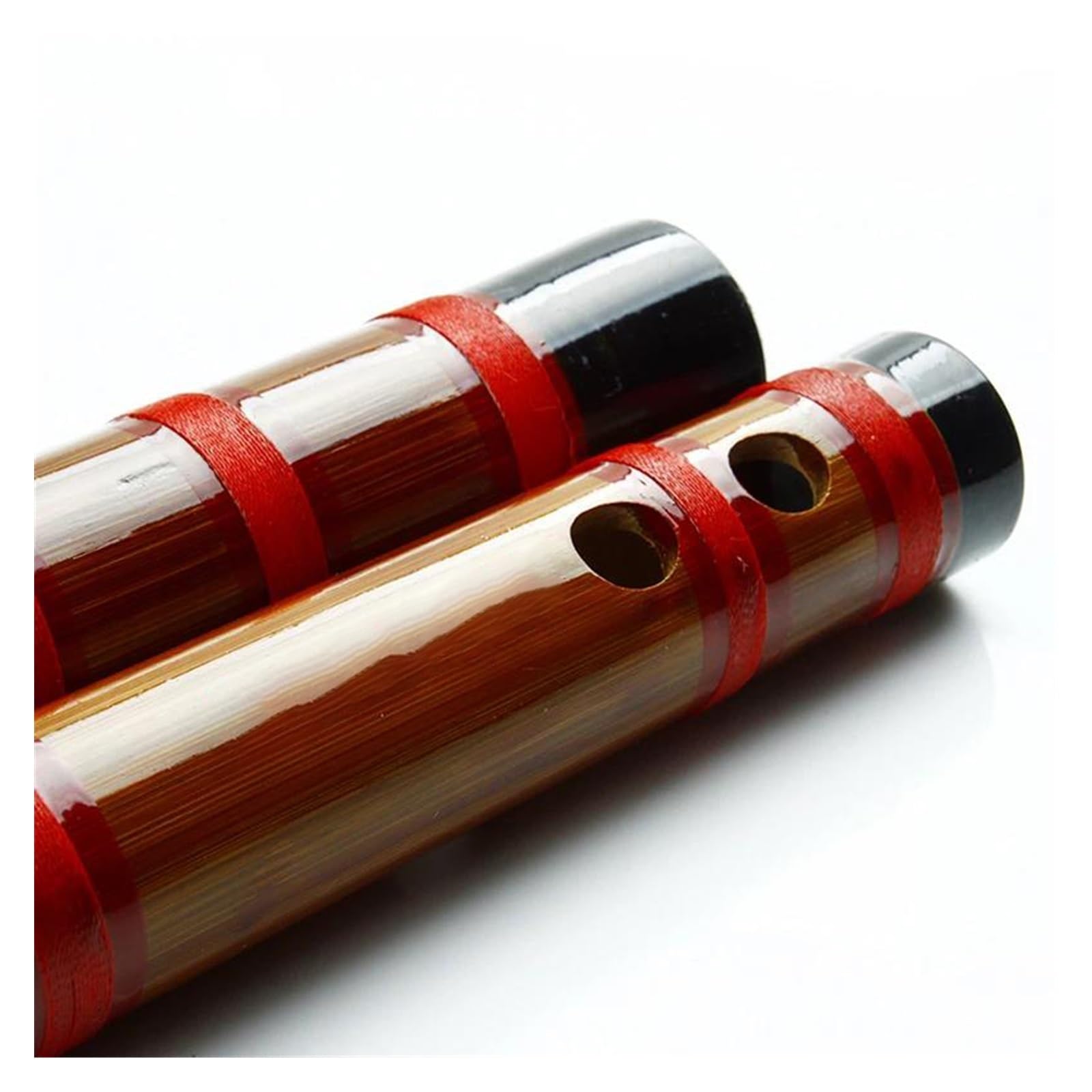 Black Line Dizi Bamboo Flute - 10 Hole Traditional Wooden Wind Instrument (C Key) - Perfect for Chinese Music, Meditation & Performance
