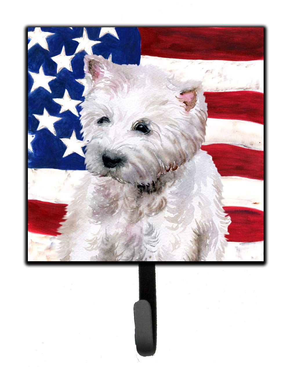 Caroline's Treasures BB9701SH4 Westie Patriotic Wall Hook Organizer - Key Holder, Coat Rack, Leash Hanger for Keys, Towels, Aprons & More - Perfect for Entryway, Kitchen & Mudroom Organization