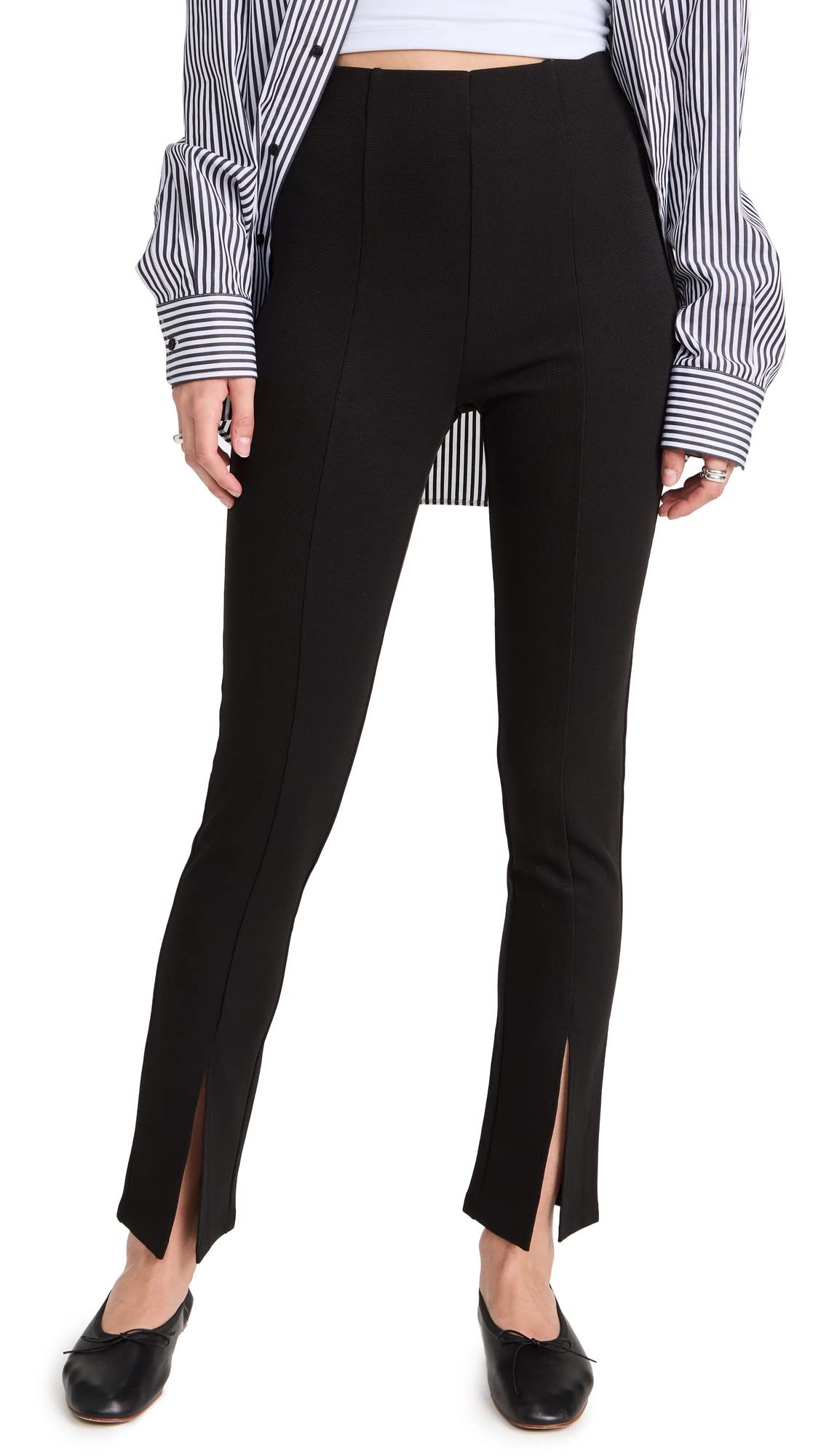 English Factory Women's High Waist Front Slit Pants - Stylish & Comfortable Trousers for Work, Office, and Casual Outfits