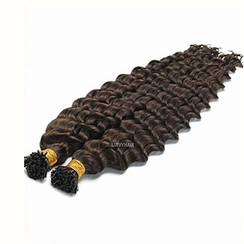 100 Strand Brazilian Wet & Wavy Human Hair Extensions - Keratin I-Tip Microlinks for Natural Curls (26 Inch, Natural Color) - Perfect for Daily Styling, Parties & Special Occasions