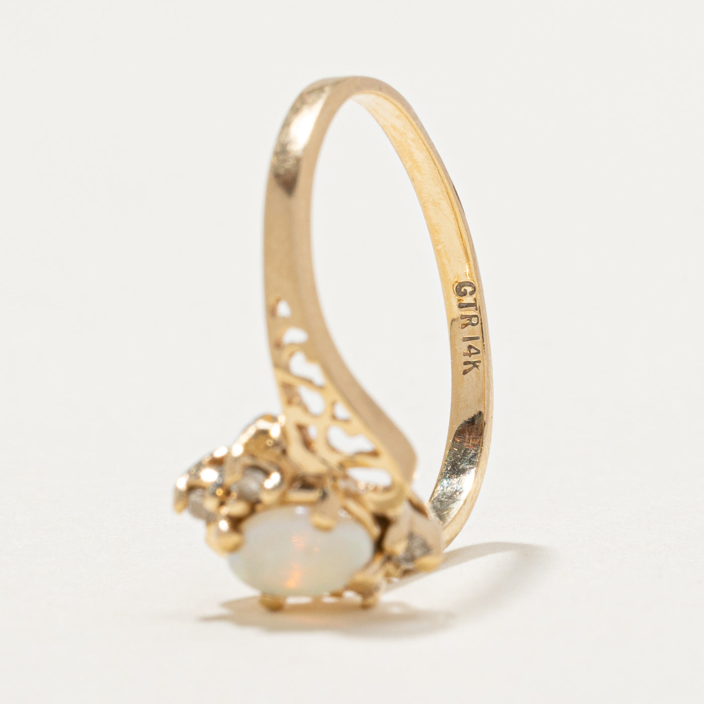 Opal & Diamond Bypass Ring - 0.46ct Opal & 0.05ctw Diamond - Size 6 - Elegant Women's Jewelry for Wedding, Anniversary & Special Occasions