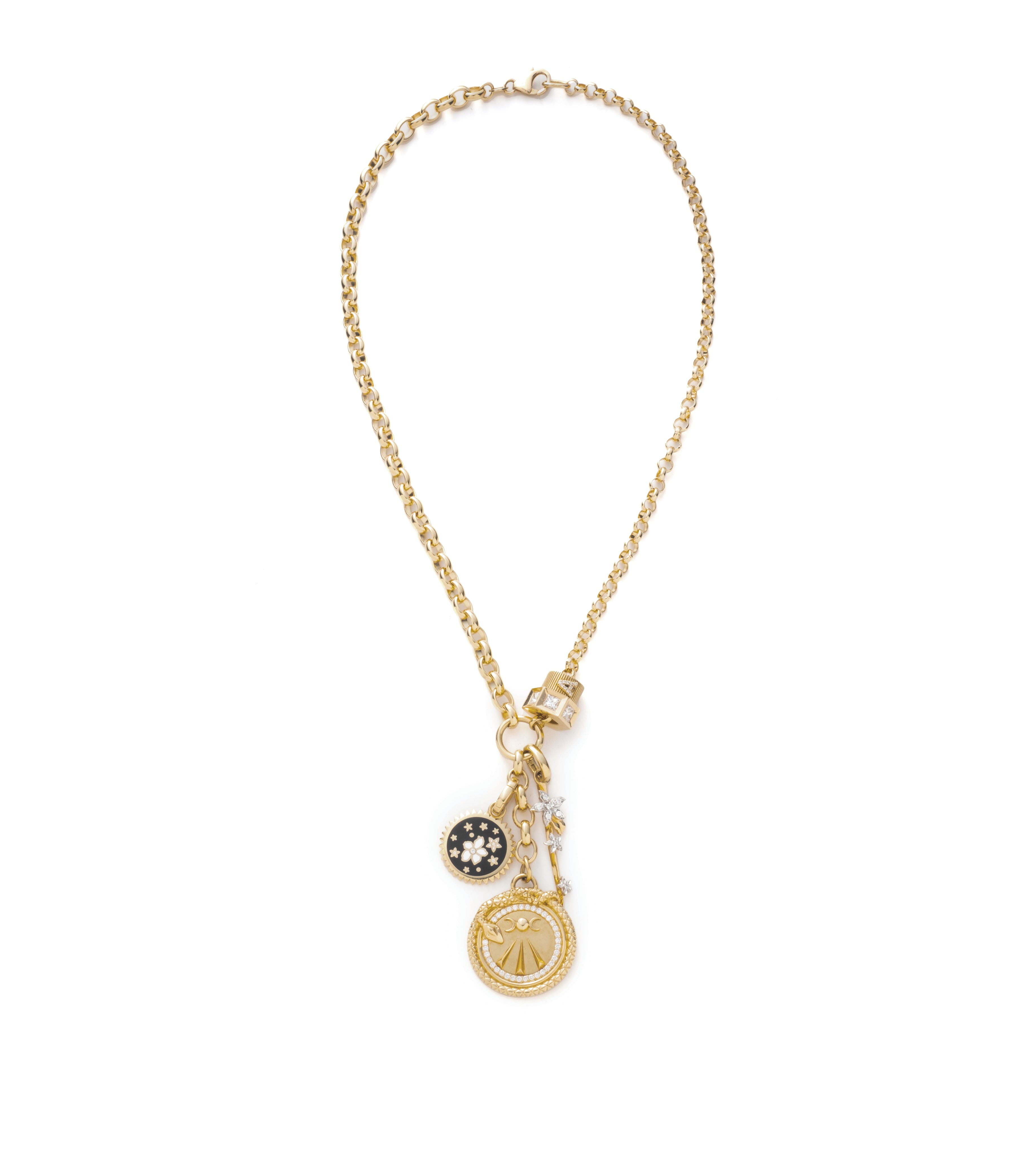 Mind Body Soul Resilience Heavy Mixed Belcher Chain Necklace in 14K Gold with Diamonds - Perfect for Everyday Wear & Special Occasions