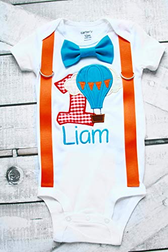 Hot Air Balloon First Birthday Outfit for Baby Boy - Red Gingham Cake Smash Shirt & Family Matching Set | Perfect for 1st Birthday Photoshoot, Party Celebration and Milestone Pictures