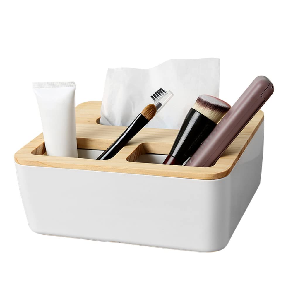 U-BUYHOUSE Rectangular Tissue Box Cover - Multifunctional Tissue Box Holder with Stationery & Remote Control Storage | Decorative Organizer for Home Office Car Restaurant | Perfect for Desk, Coffee Table, Nightstand & Vehicle Console