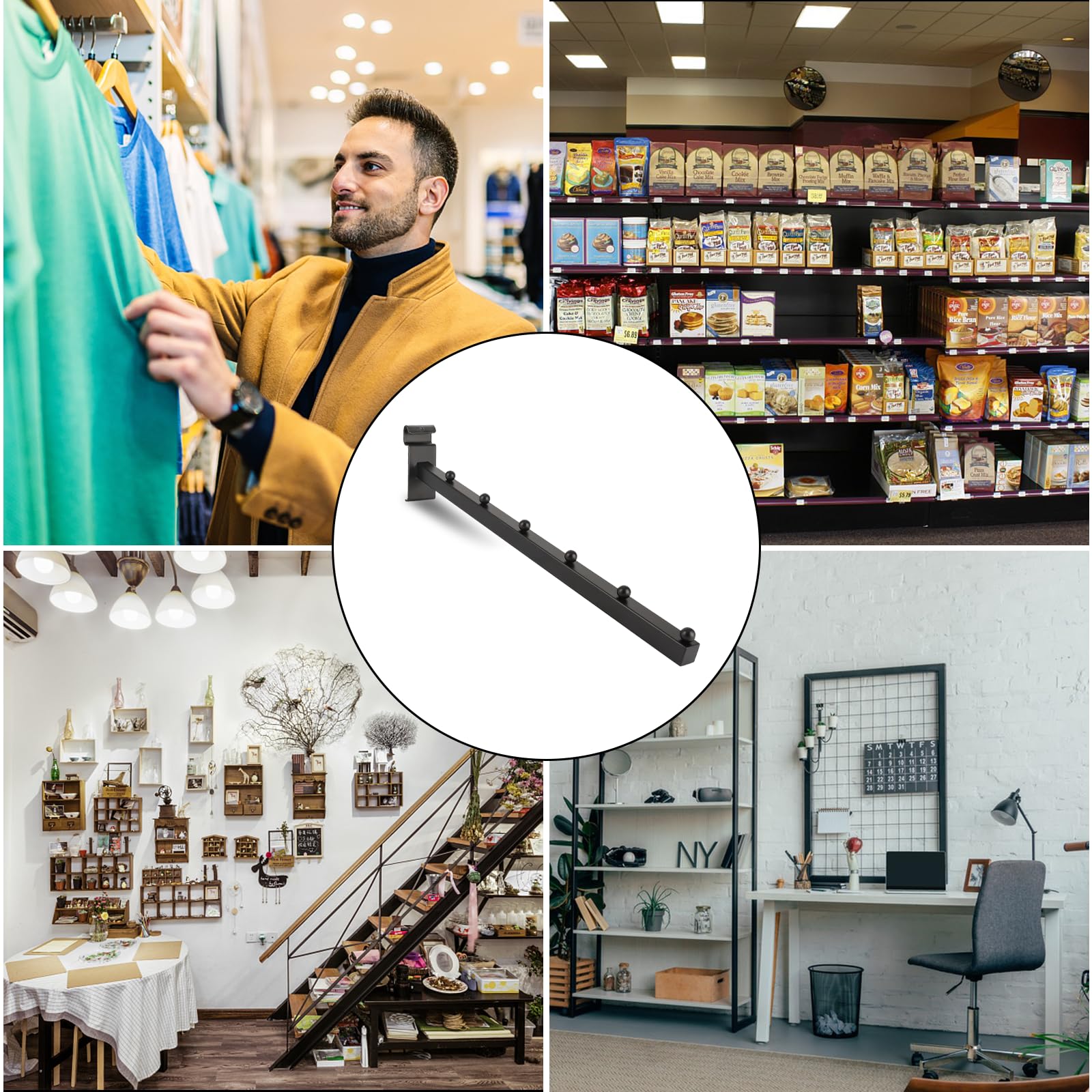 6 Ball Waterfall Gridwall Hooks - 20 Pack Metal Display Rack Accessories for Retail Store Fixtures, Perfect for Hanging Jewelry, Scarves, Bags & Clothing in Boutique Shops