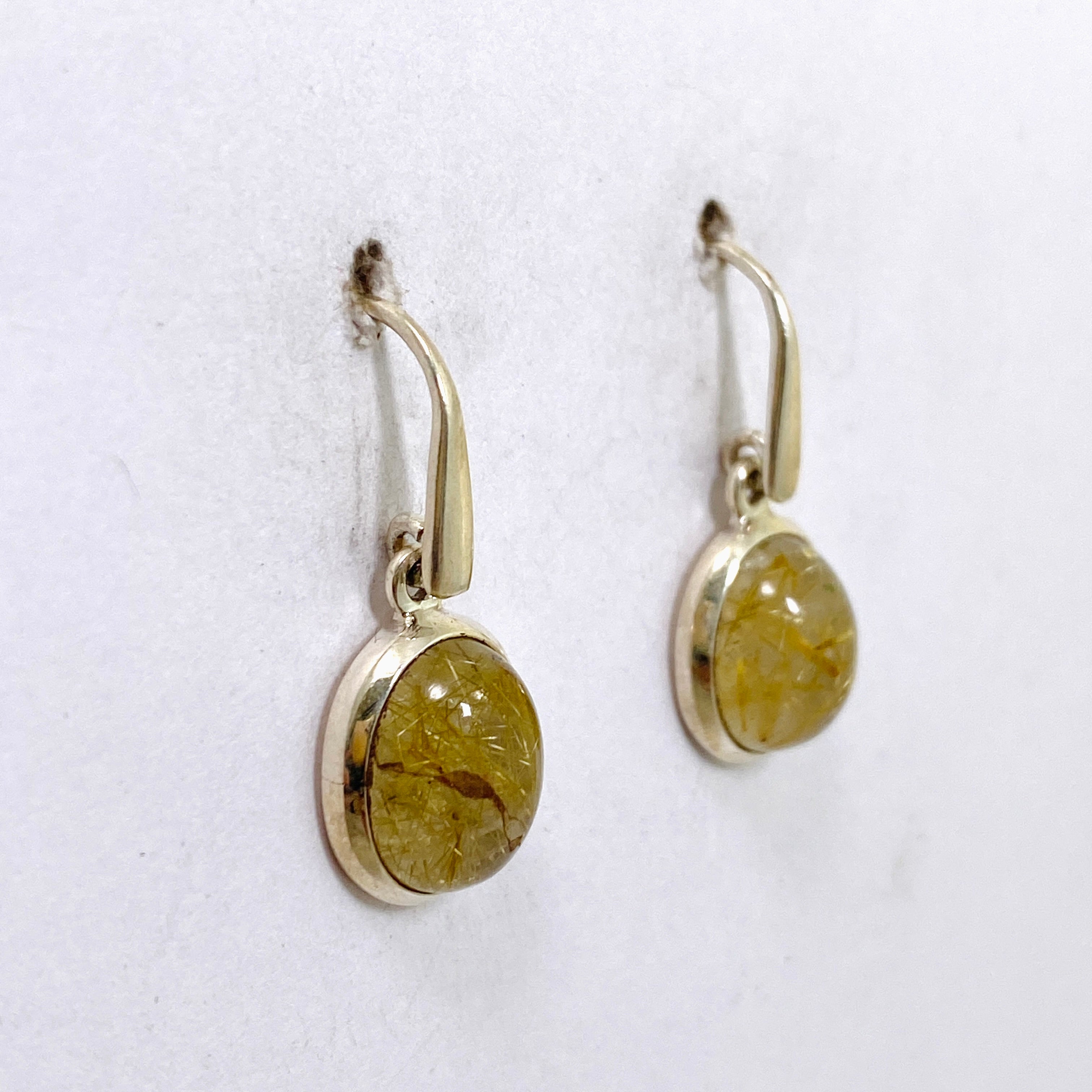 Natural Rutilated Quartz Oval Cabochon Earrings - 925 Sterling Silver Handmade Jewelry for Women - Perfect for Gift Giving, Weddings & Special Occasions