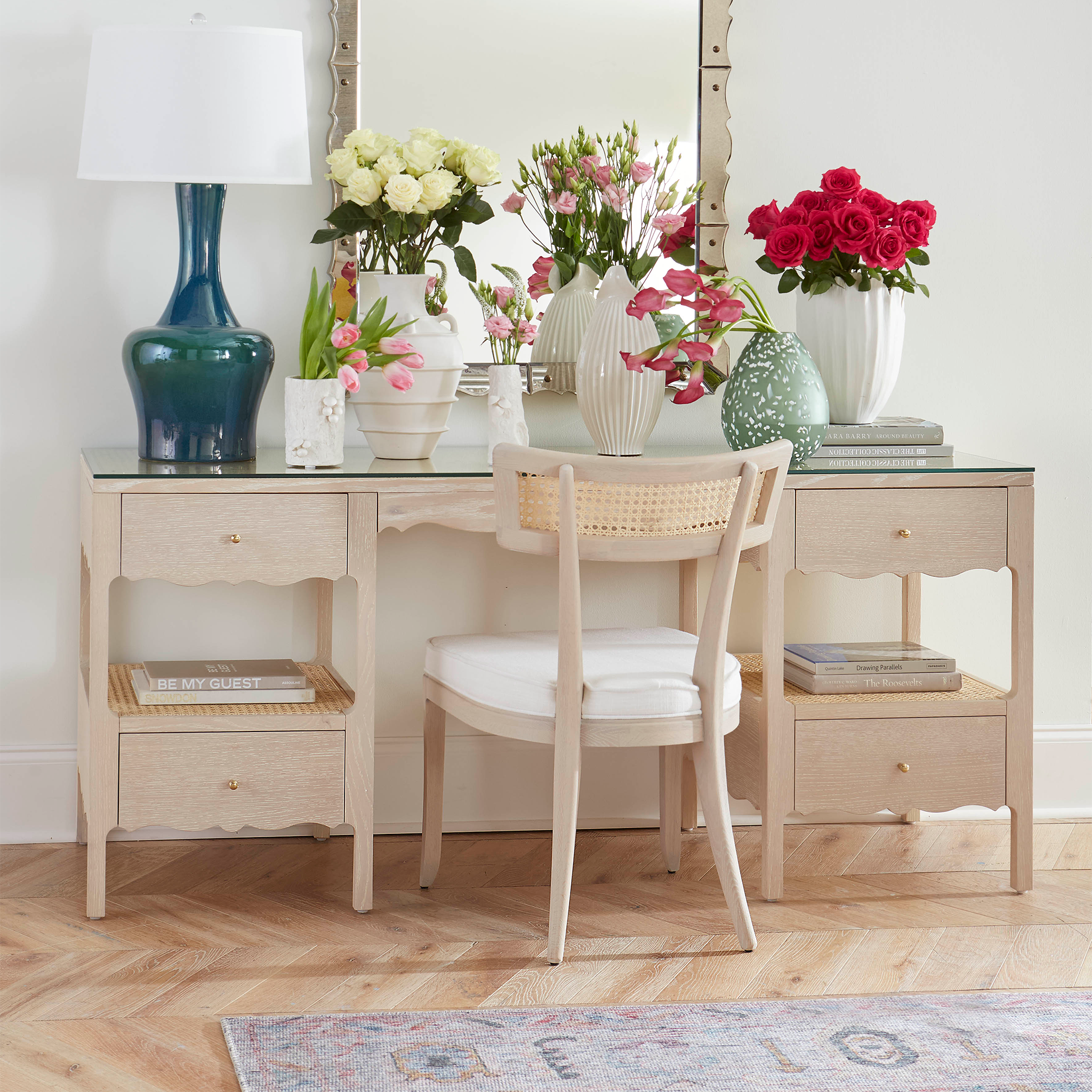 Arianna Modern Writing Desk - Home Office Computer Desk with Storage Shelf | Stylish Study Desk for Small Spaces, Dorm Rooms & Home Offices
