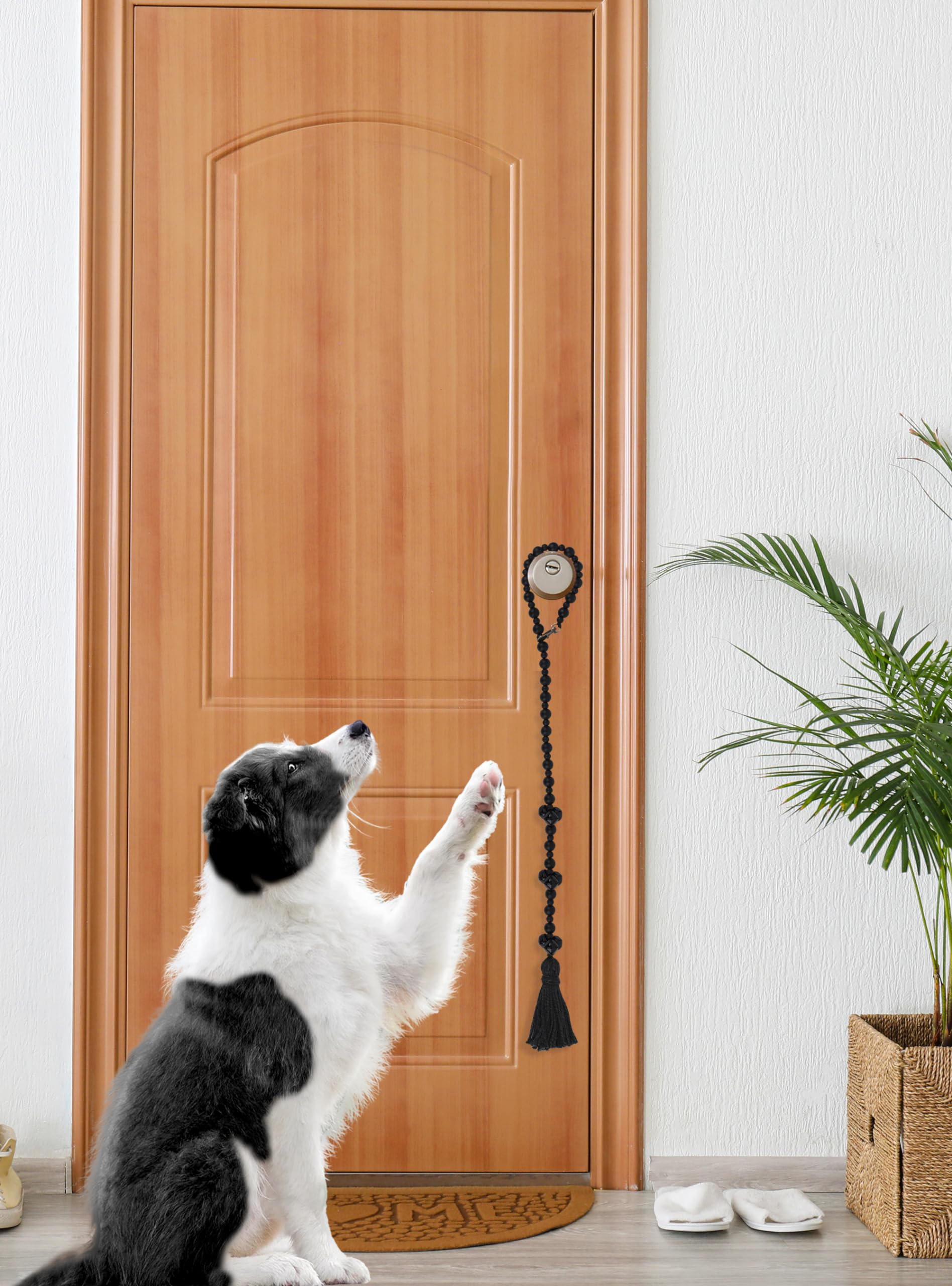 **Meplait Adjustable Dog Doorbell for Potty Training - 9 Bells Hanging Bell for Small, Medium & Large Dogs - Easy to Install, Durable & Pet-Friendly (Black) - Perfect for Indoor/Outdoor Use & Housebreaking Puppies**