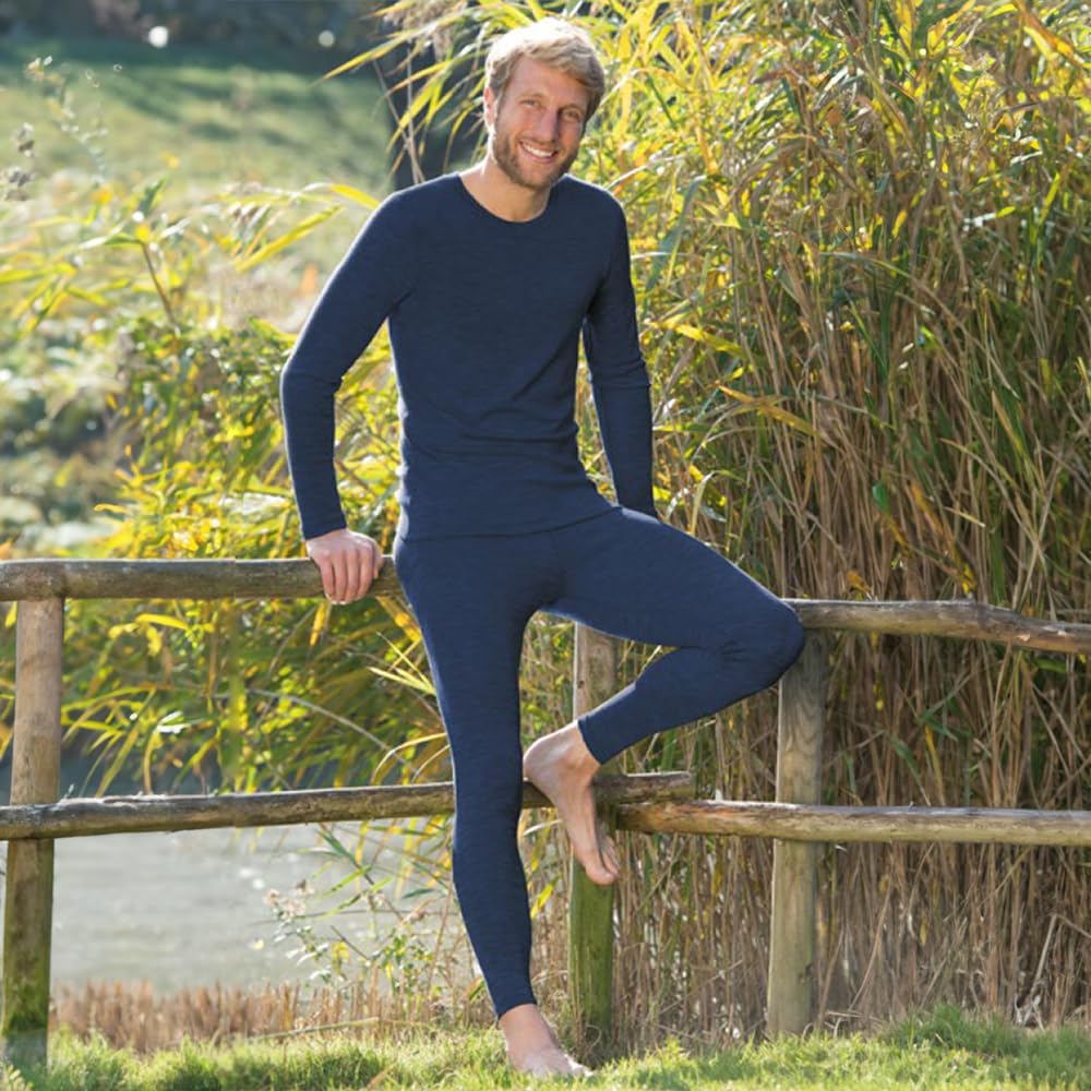 Premium Men's Thermal Underwear - Organic Merino Wool & Silk Blend Long Johns Leggings for Cold Weather - Winter Base Layer for Skiing, Hiking & Outdoor Activities
