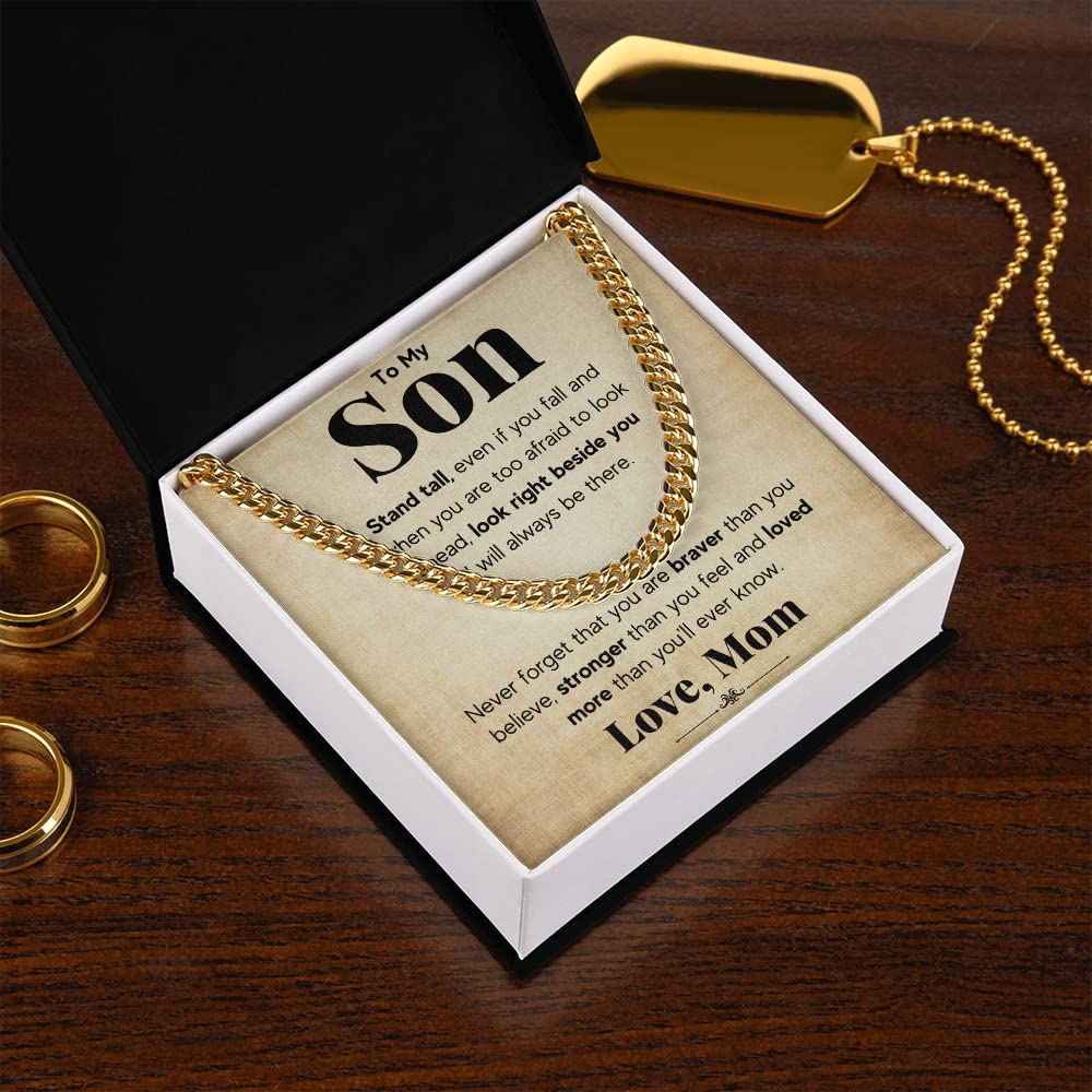 Mom & Son Necklace Gift - Cuban Link Chain for Graduation & Christmas