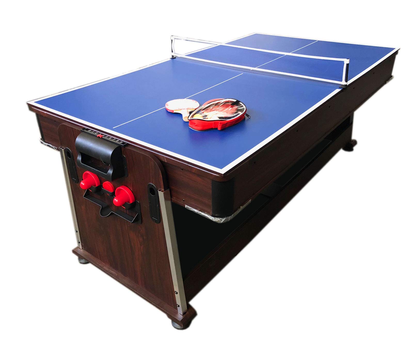 7FT American Pool Table with Table Tennis Top & Air Hockey Conversion - Multi-Game Combo for Home, Game Room & Entertainment Centers