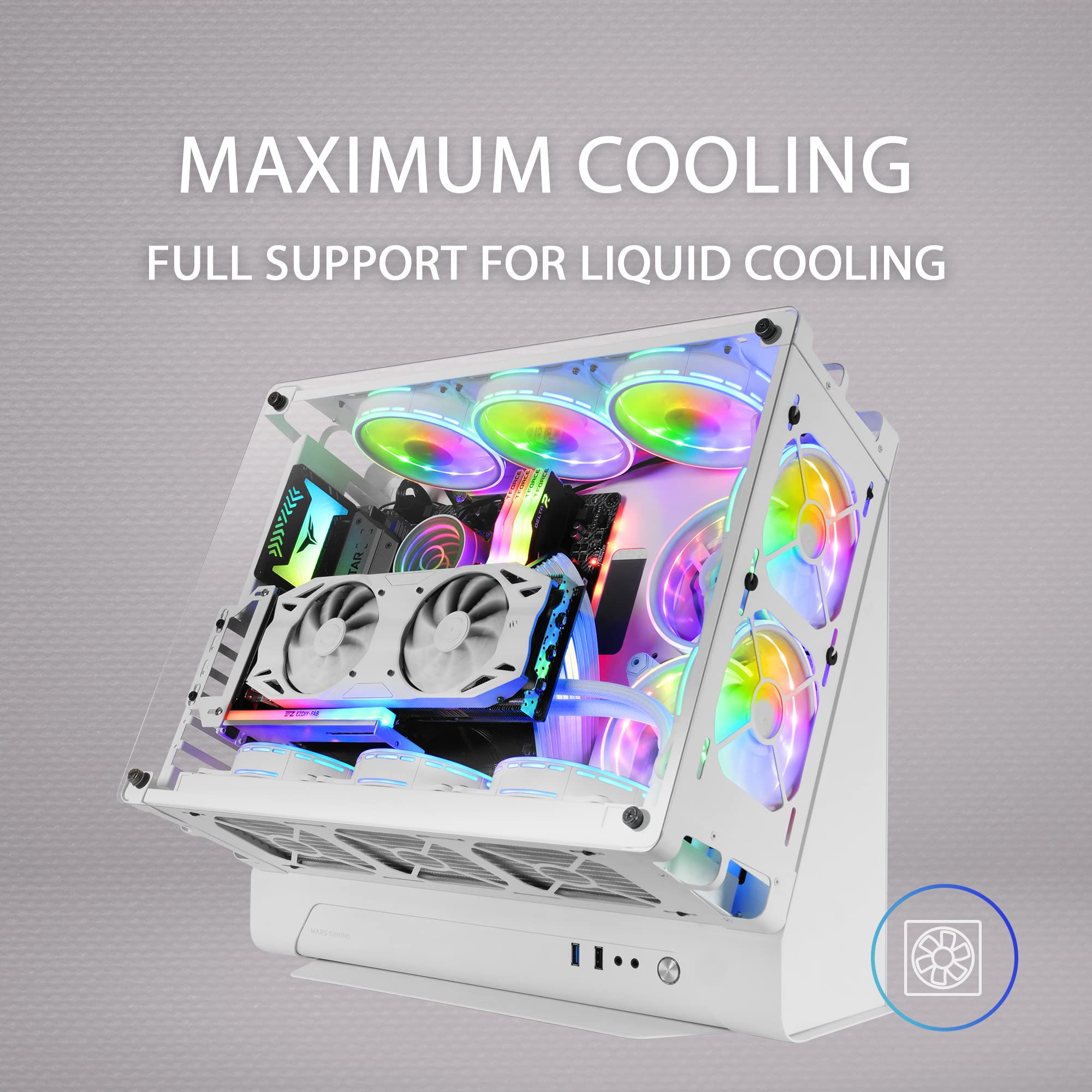 Mars Gaming MCB White - Premium ATX XL PC Gaming Case with Modular Dual Chamber Design | High Airflow for Gaming & Streaming Setup | Perfect for Custom RGB Builds & Workstations