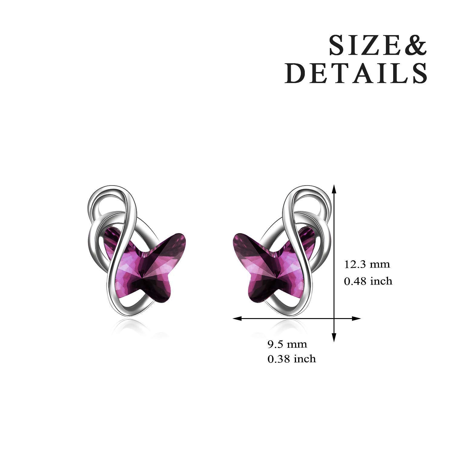 AOBOCO Sterling Silver Infinity Butterfly Necklace, Earrings & Ring Set with Austrian Crystals | Elegant Butterfly Jewelry for Women | Perfect Anniversary, Birthday Gift for Butterfly Lovers | Ideal for Date Nights, Weddings & Special Occasions