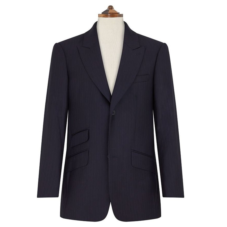 Premium Kenwood Navy Pinstripe 150s Wool Suit for Men - Business Formal Attire & Wedding Outfit - Perfect for Office, Interviews, and Special Occasions