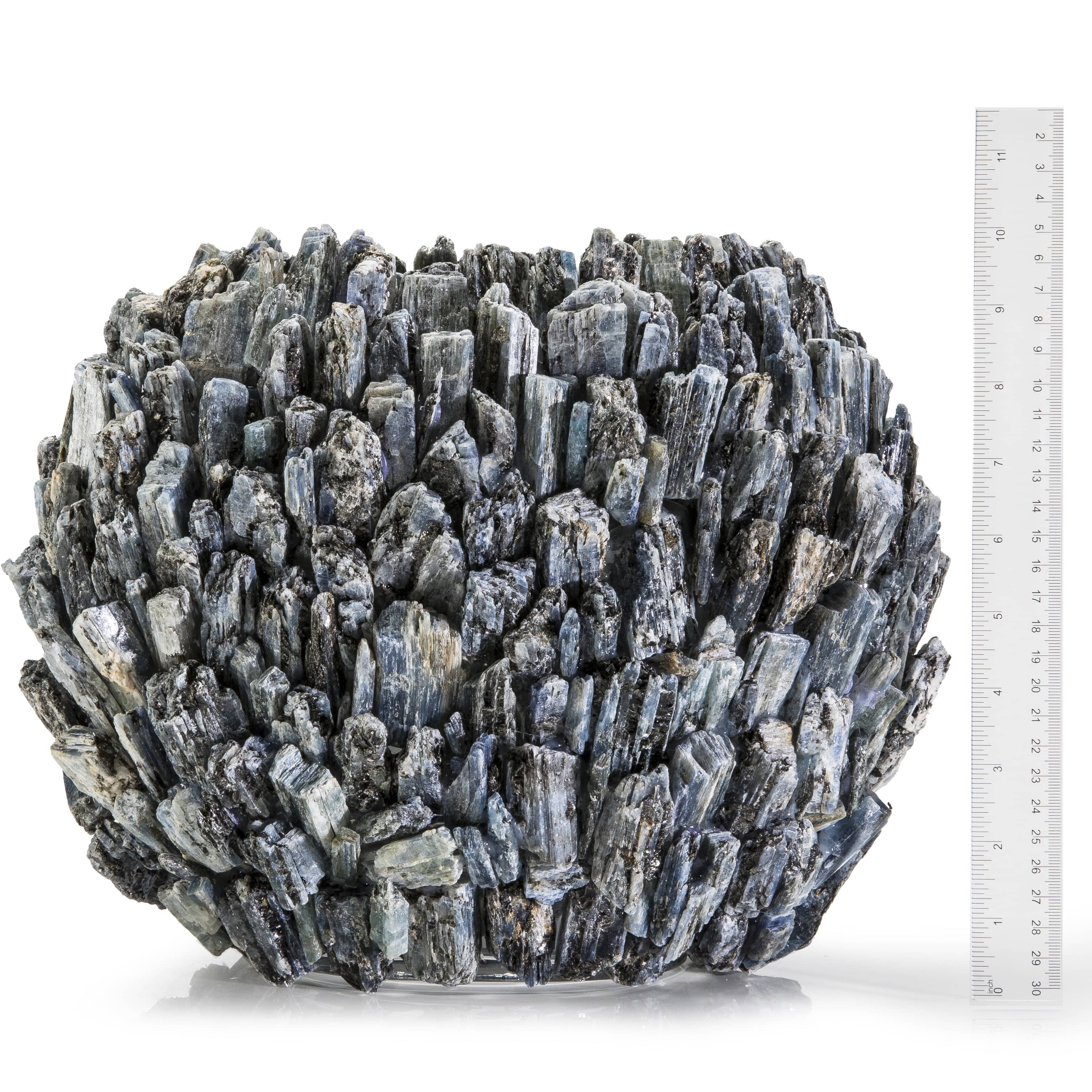 10.5 Inch Natural Kyanite Gemstone Vase - Handcrafted Blue Crystal Home Decor for Living Room, Office & Meditation Space