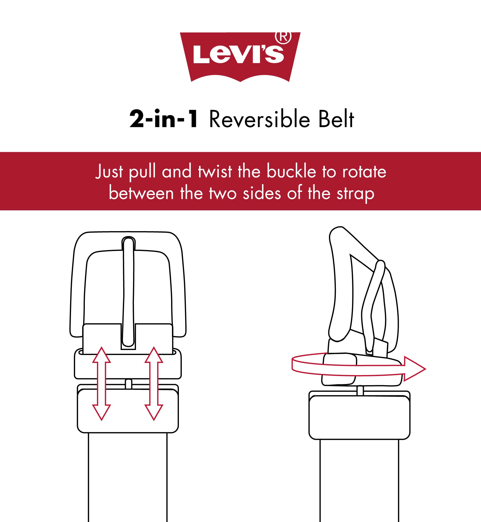 Levi's Big Kids Reversible Belt for Boys & Girls - Adjustable Two-in-One Design for School, Casual Wear & Everyday Outfits | Durable & Stylish Waistband Accessory