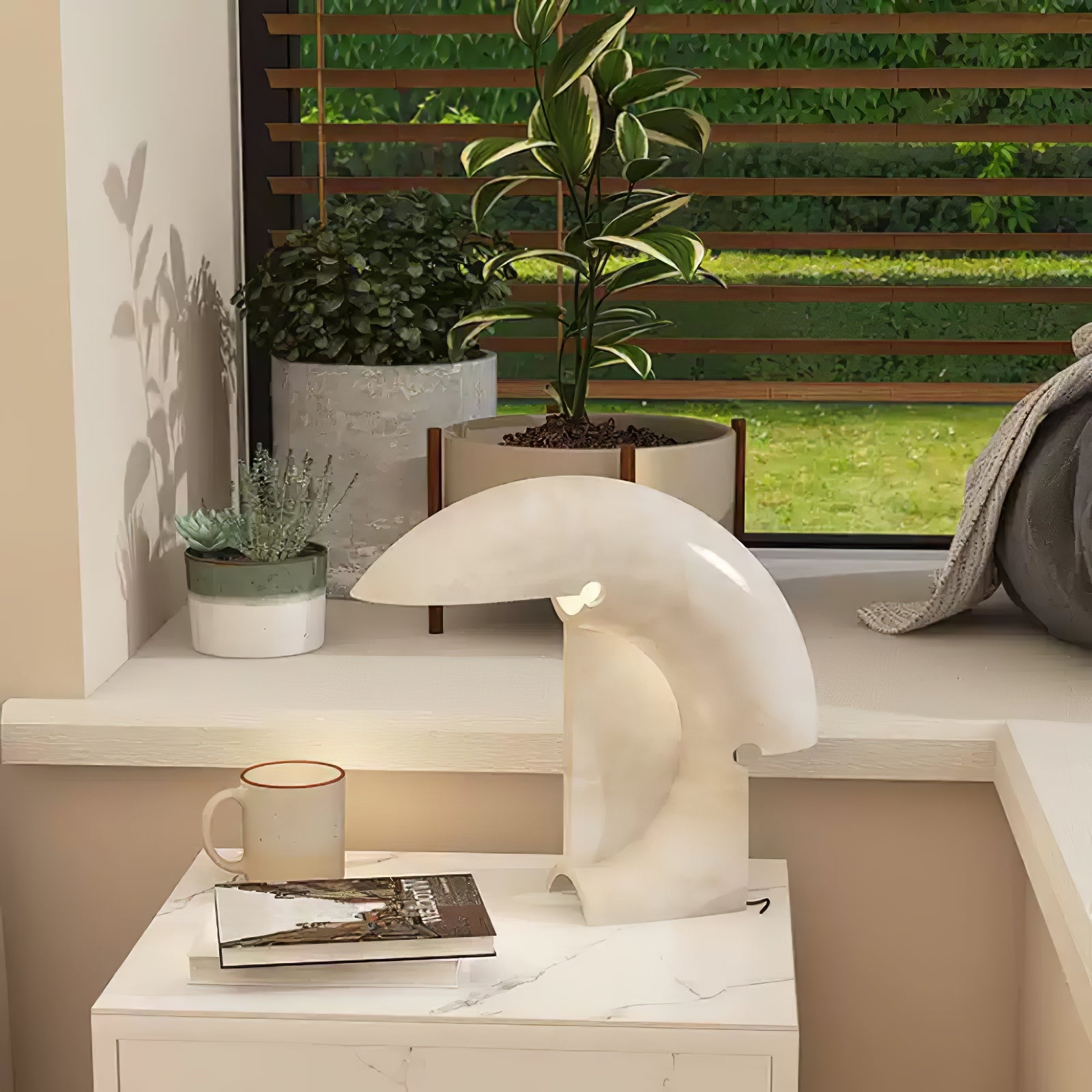 Elios Modern Marble Table Lamp - Elegant Home & Office Lighting for Bedroom, Living Room, and Study Desk Decor